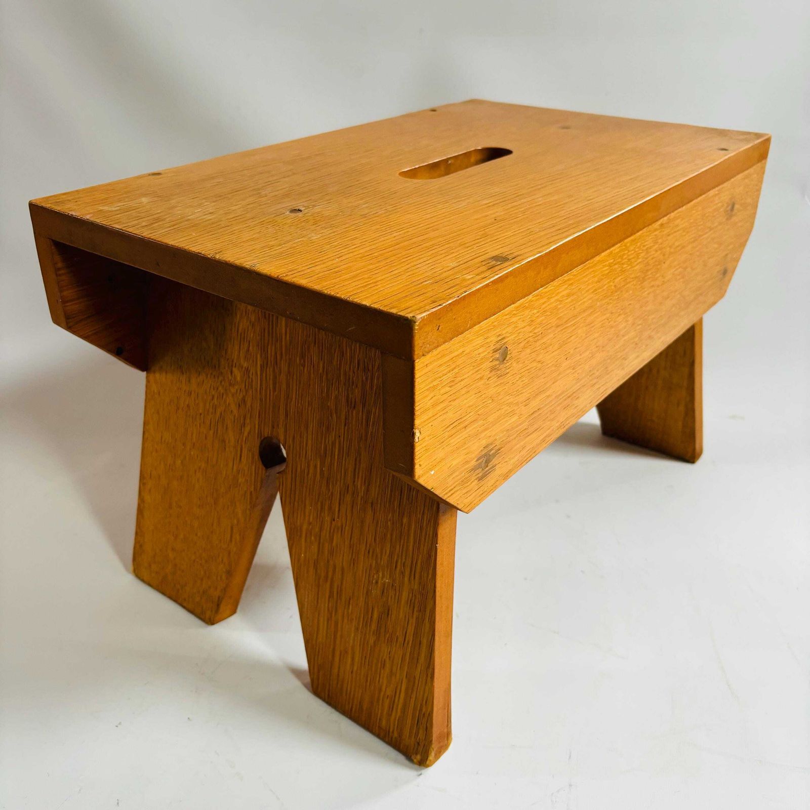 Mid Century Oak Step Stool: Scandinavian Folk Style Market Frano Wv Scuff On Feet photo vintage