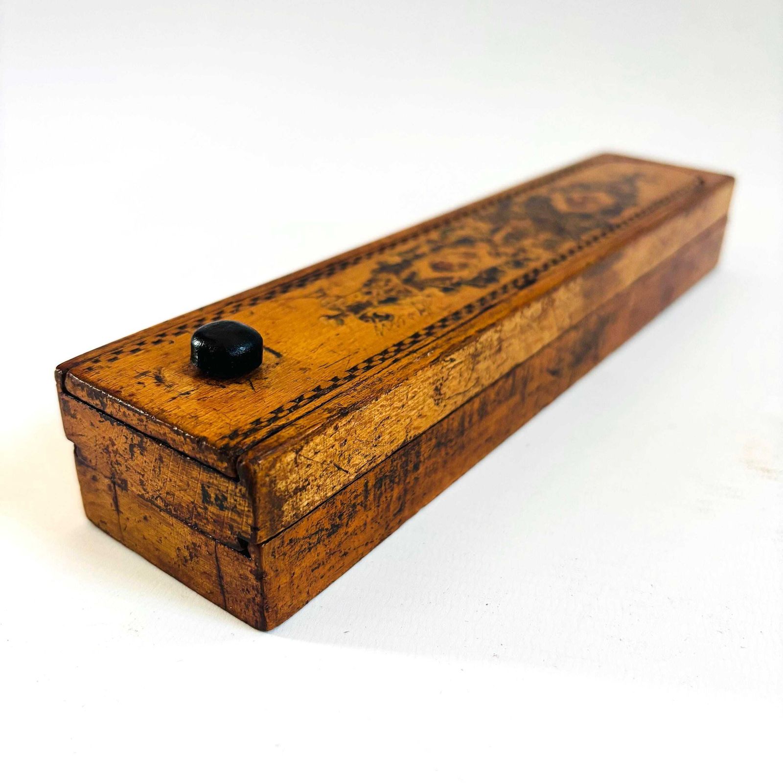 Antique Tunbridge Victorian Beech Wood Pencils Artists Box With Secret Sliding Compartments 1900s photo Home Decor