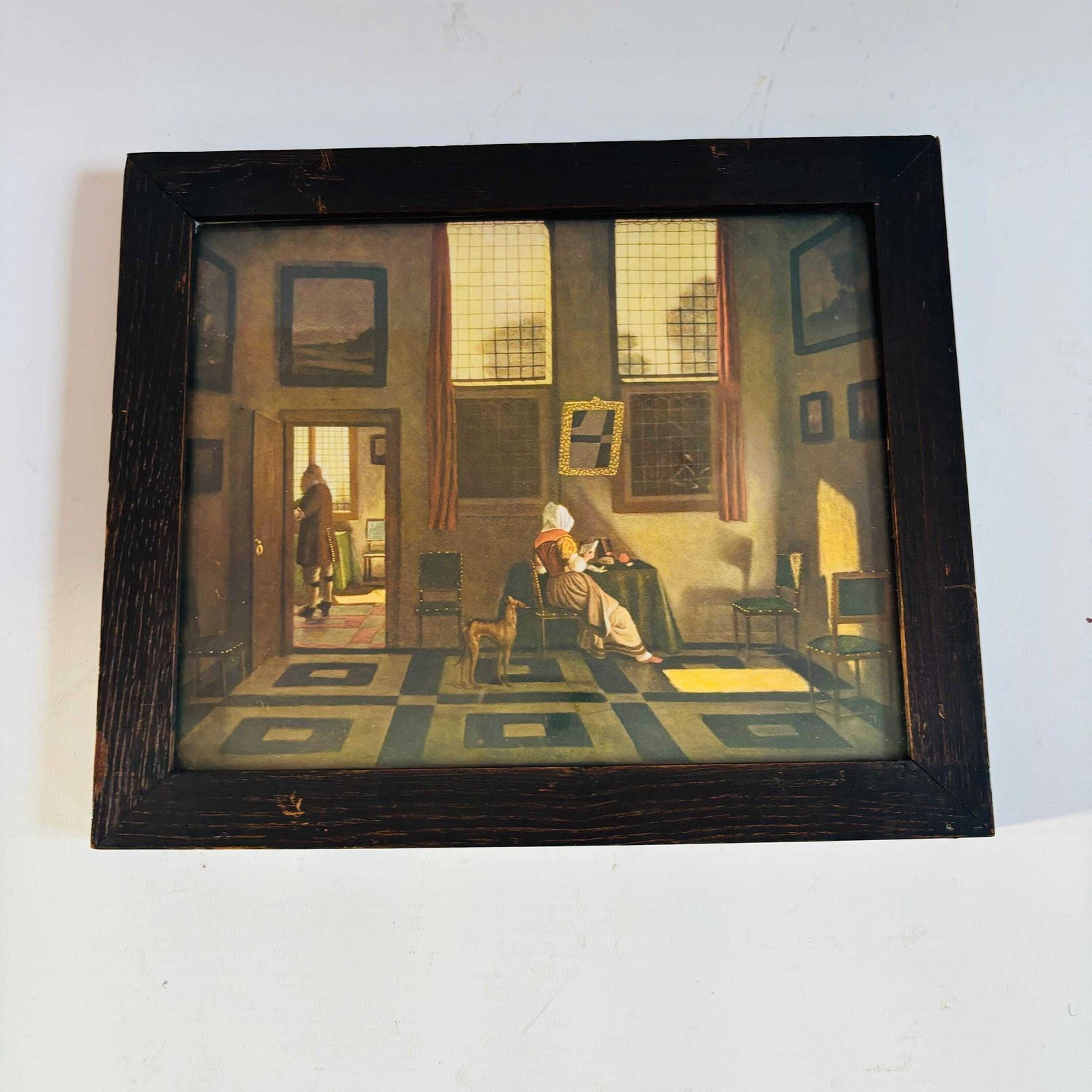 Pieter Elinga "Woman Reading" Antique Print   Gladwell & Co London Framed