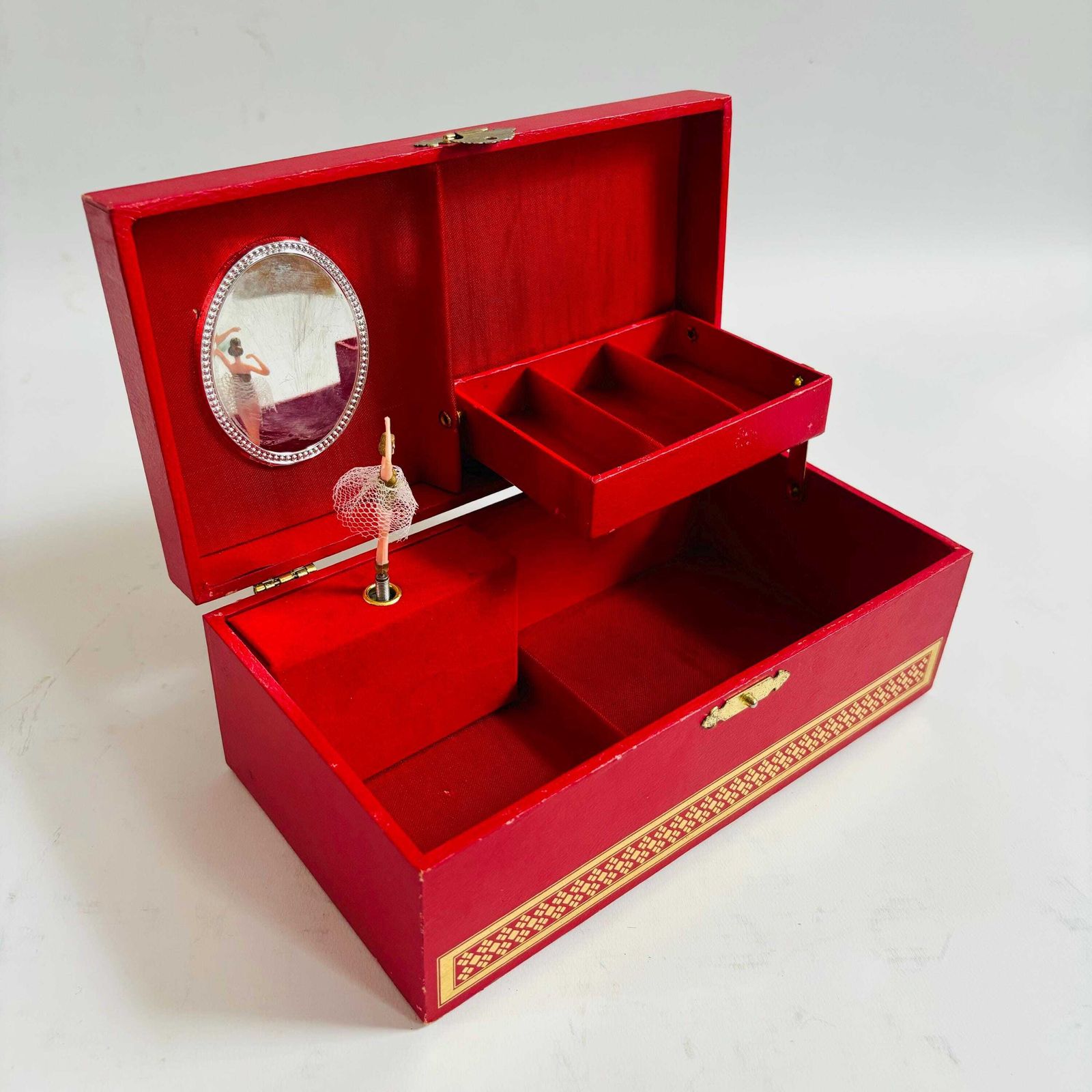 Vintage 1950s Japanese Laurel Musical Ballerina Jewelry Box  Music Very Slow/Reduced
