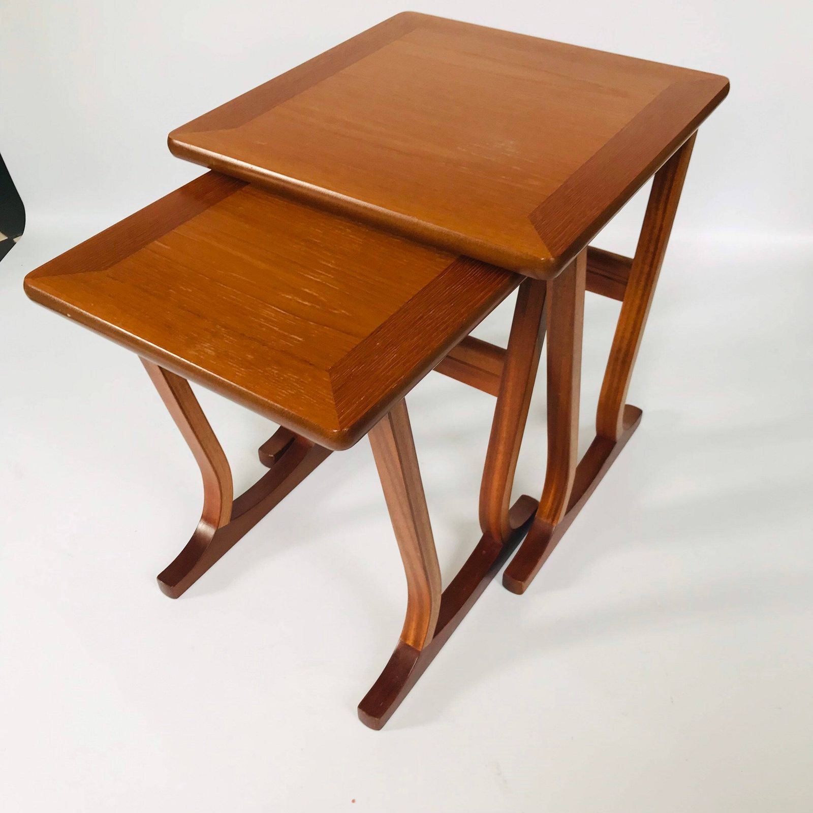 photo for sale Parker Knoll Teak Nesting Tables: Mid Century Modern Side Tables, Set Of 2
