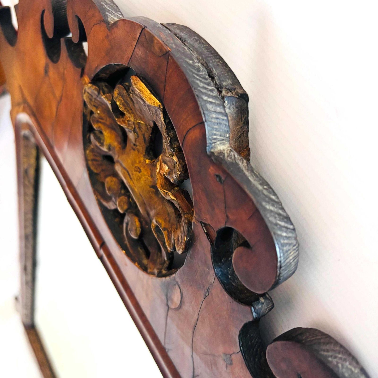 Rare 19c Collectors Antique Chippendale Revival Edwardian Mirror Victorian Marquetry Mahogany photo vintage