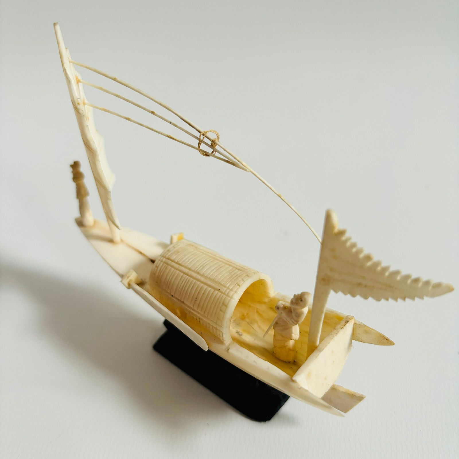 Antique Chinese Resin Ship Miniature: Fisherman Boat Ornament photo vintage