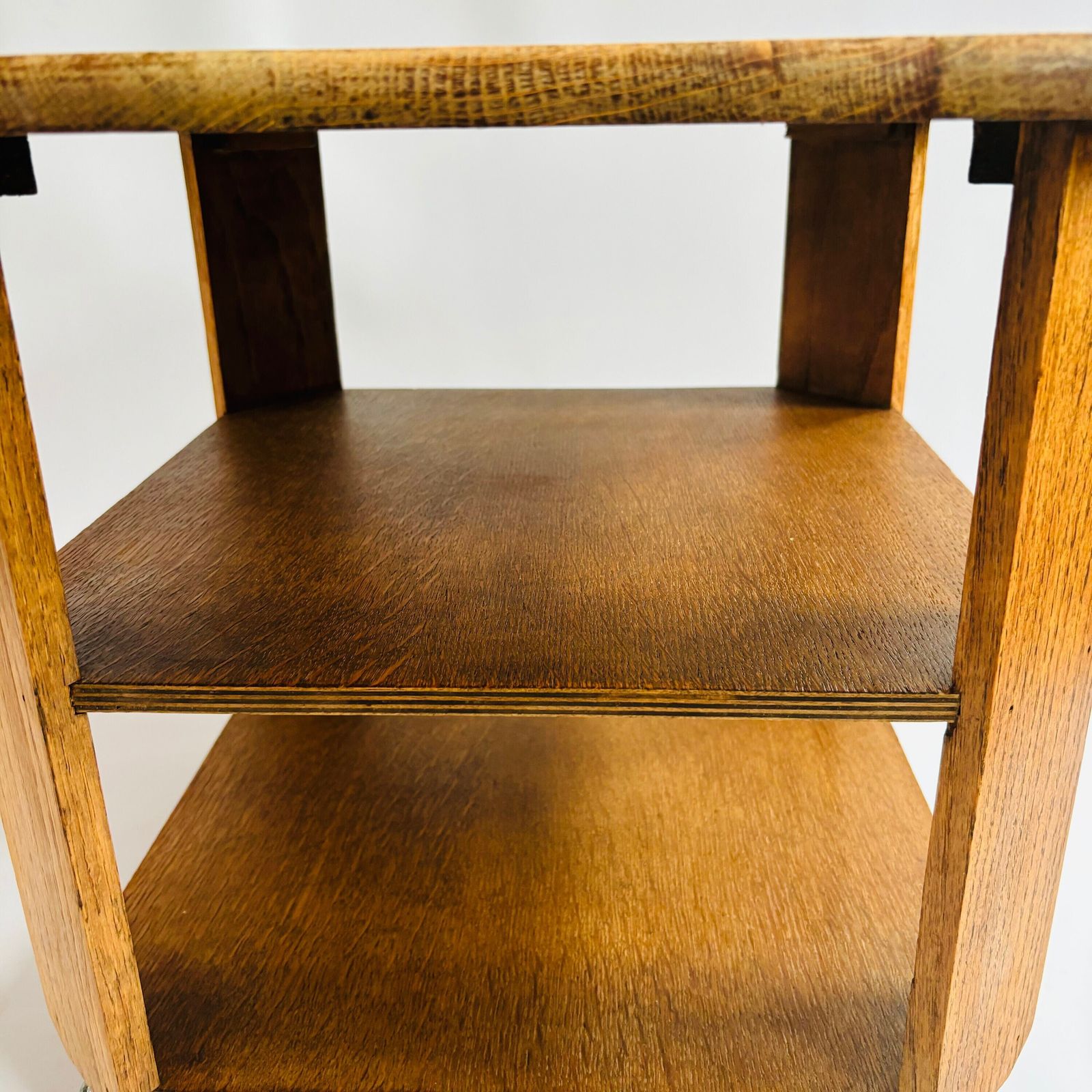 Antique Oak Art Deco Side Table Style :Heals Of London Mid Century Design photo for sale