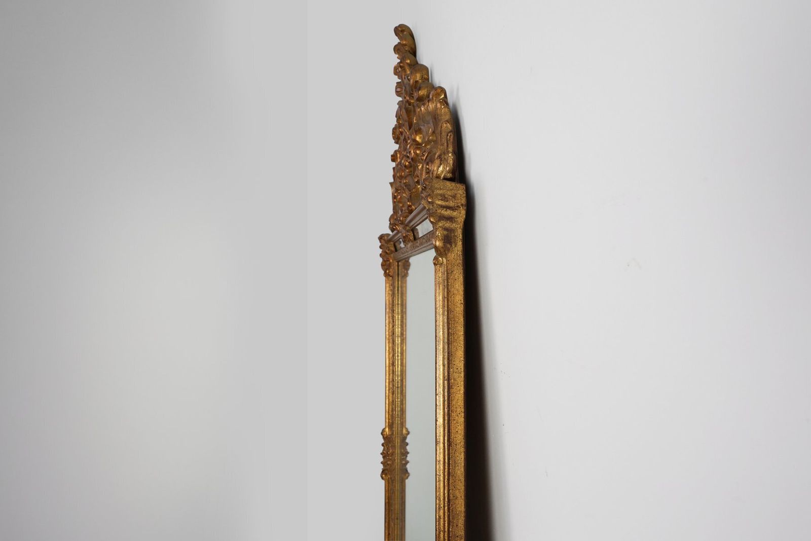 photo for sale 20th Century Baroque Revival Mirror In Gilded Resin From Deknudt, Belgium, 1950s