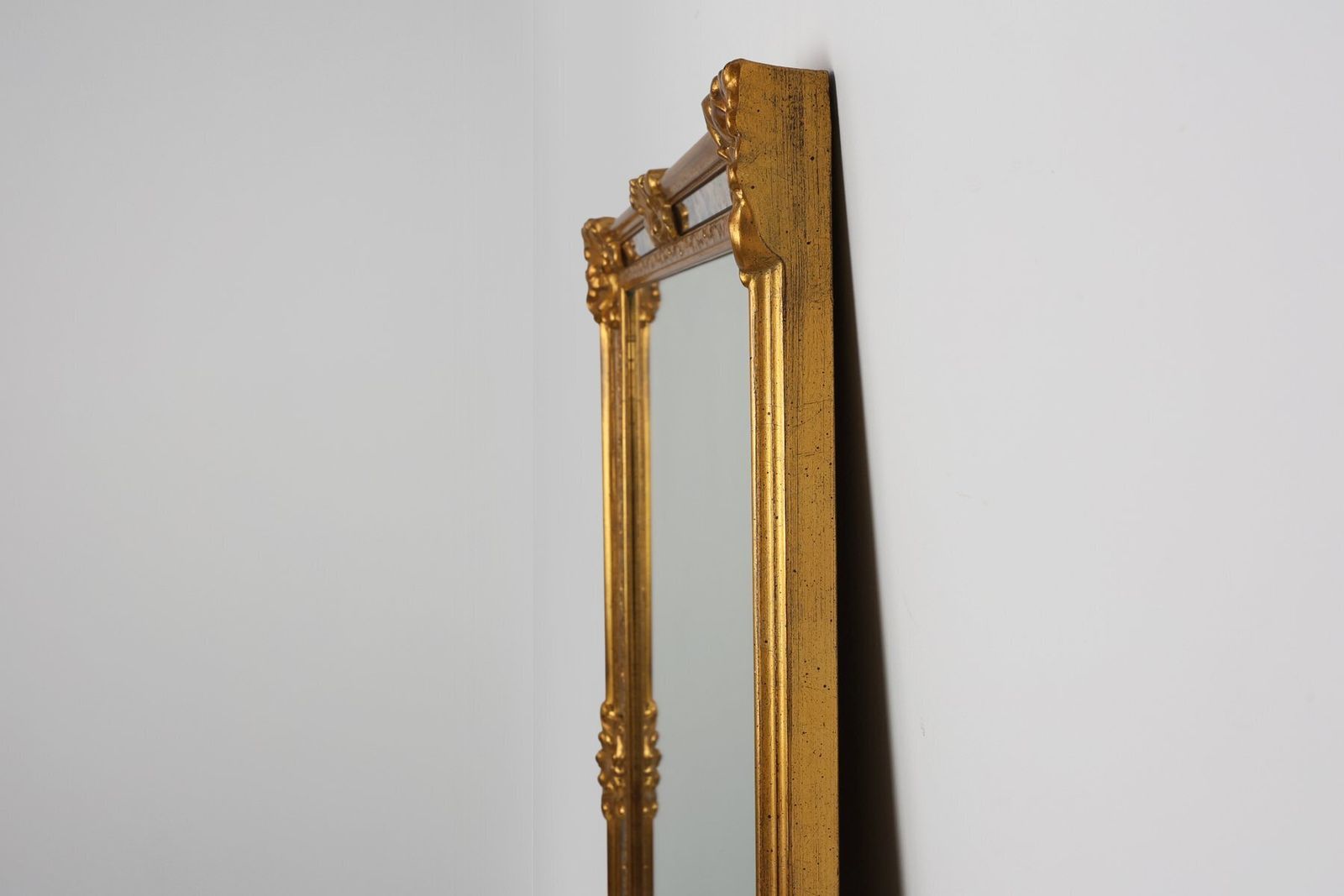 photo for sale 20th Century Baroque Revival Mirror In Gilded Resin From Deknudt, Belgium, 1950s