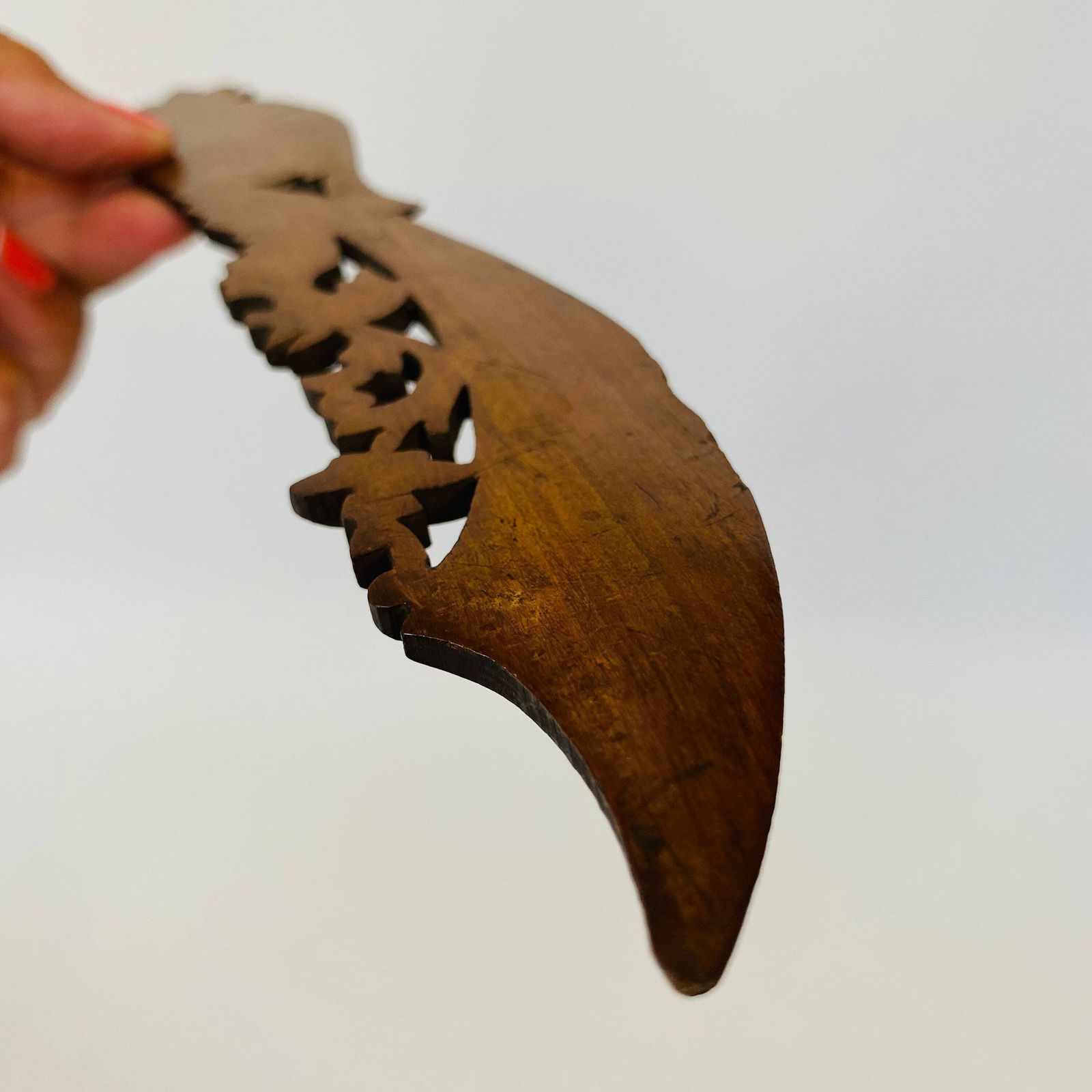 photo for sale Rare Collectable Letter Opener  1930's Olive Wood/Swallow Bird Love Handmade/Marquetry/Folk Details