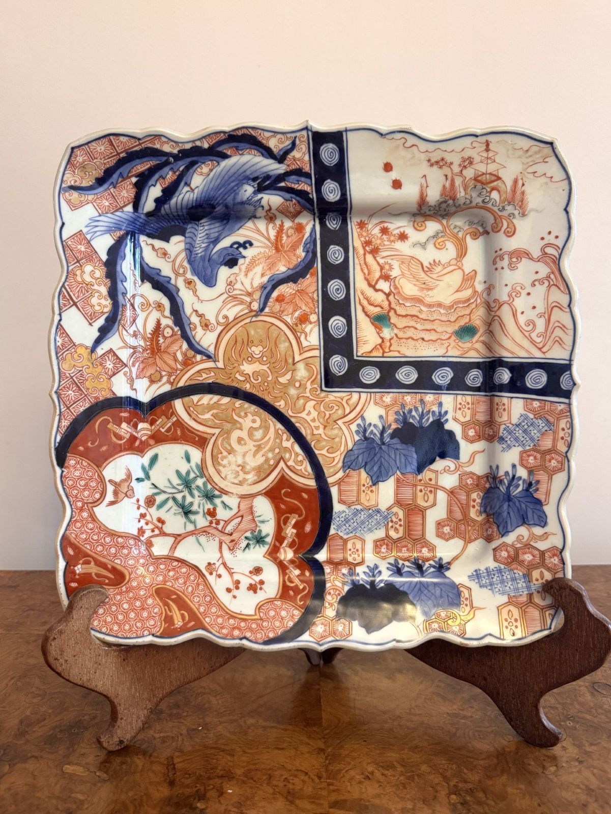Fantastic Quality Large Antique Japanese Imari Square Plate photo 475.0
