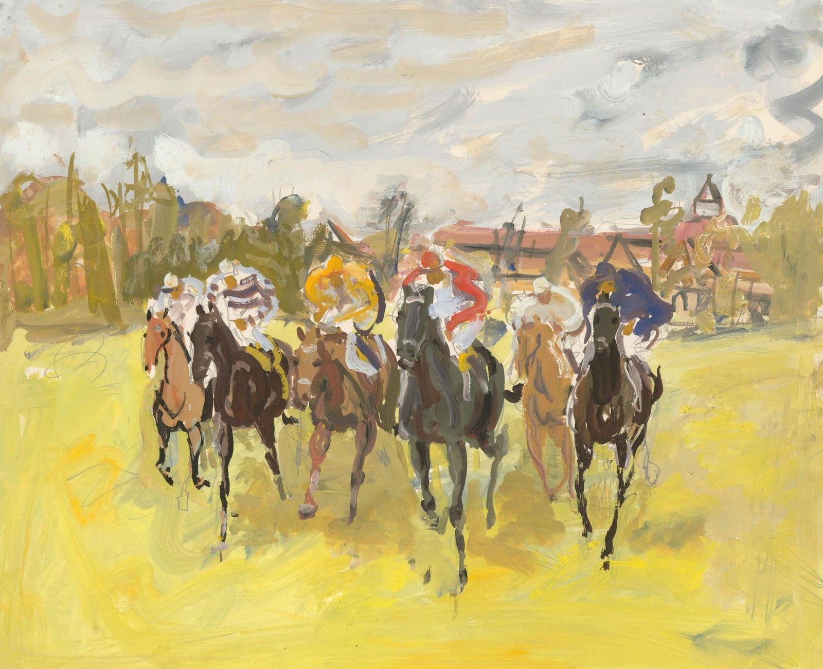 Attrib. Yves Fournier (1917 2016) 20th Century Gouache, The Finish Line photo furniture