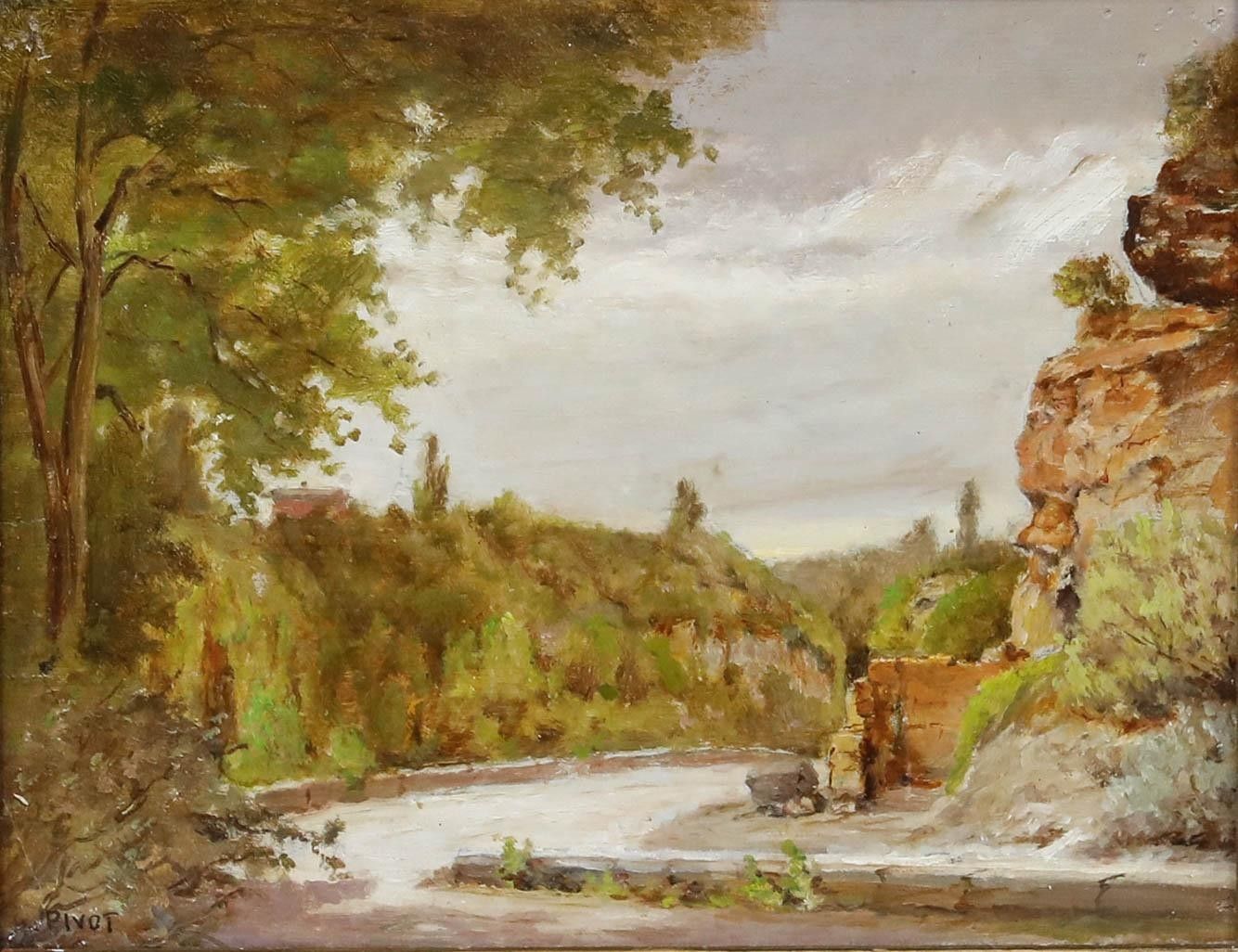 Louis Pivot Early 20th Century Oil, River Scene photo furniture