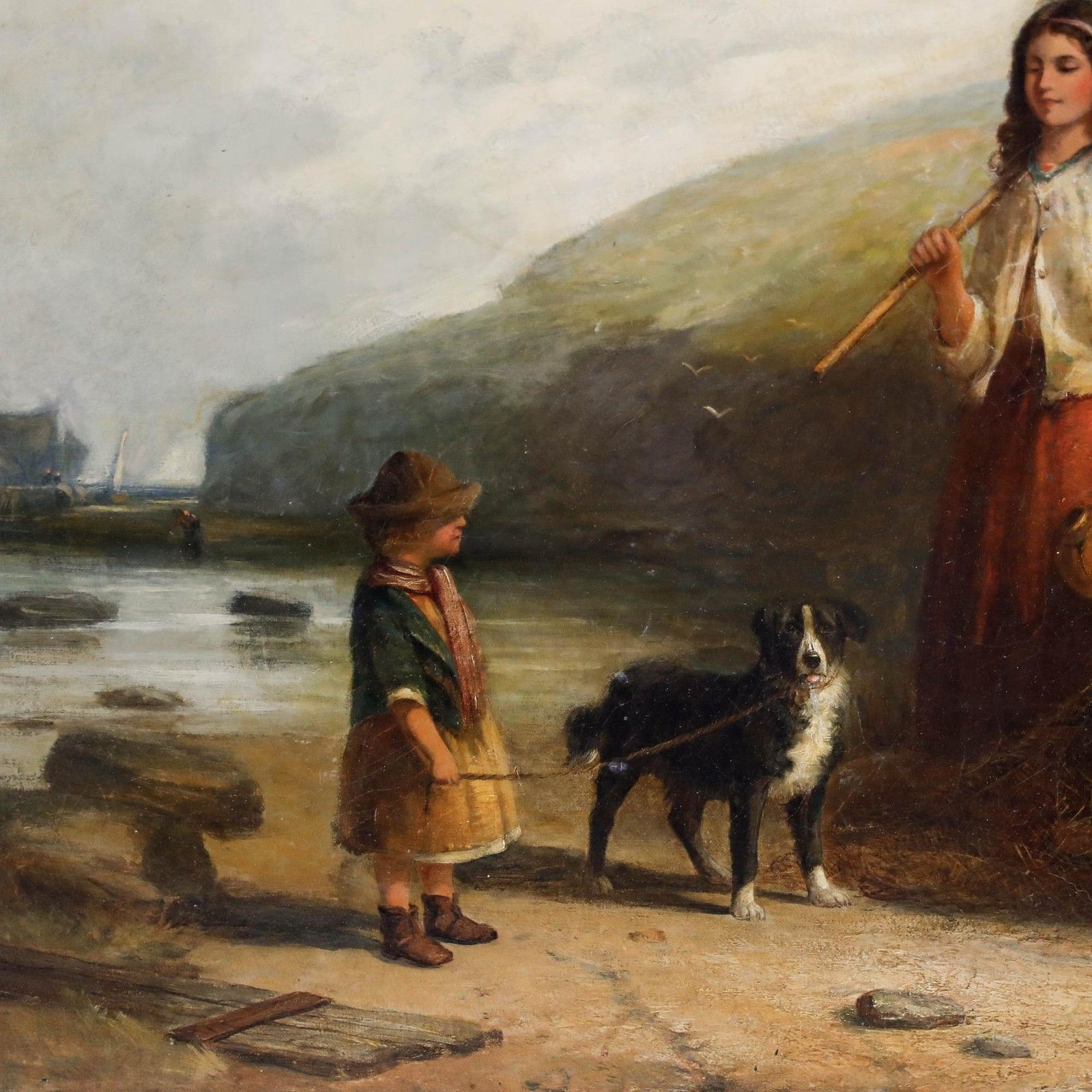 James Cole (Fl.1856 1885) Framed 1858 Oil, The Fisherman & His Family photo 995.0
