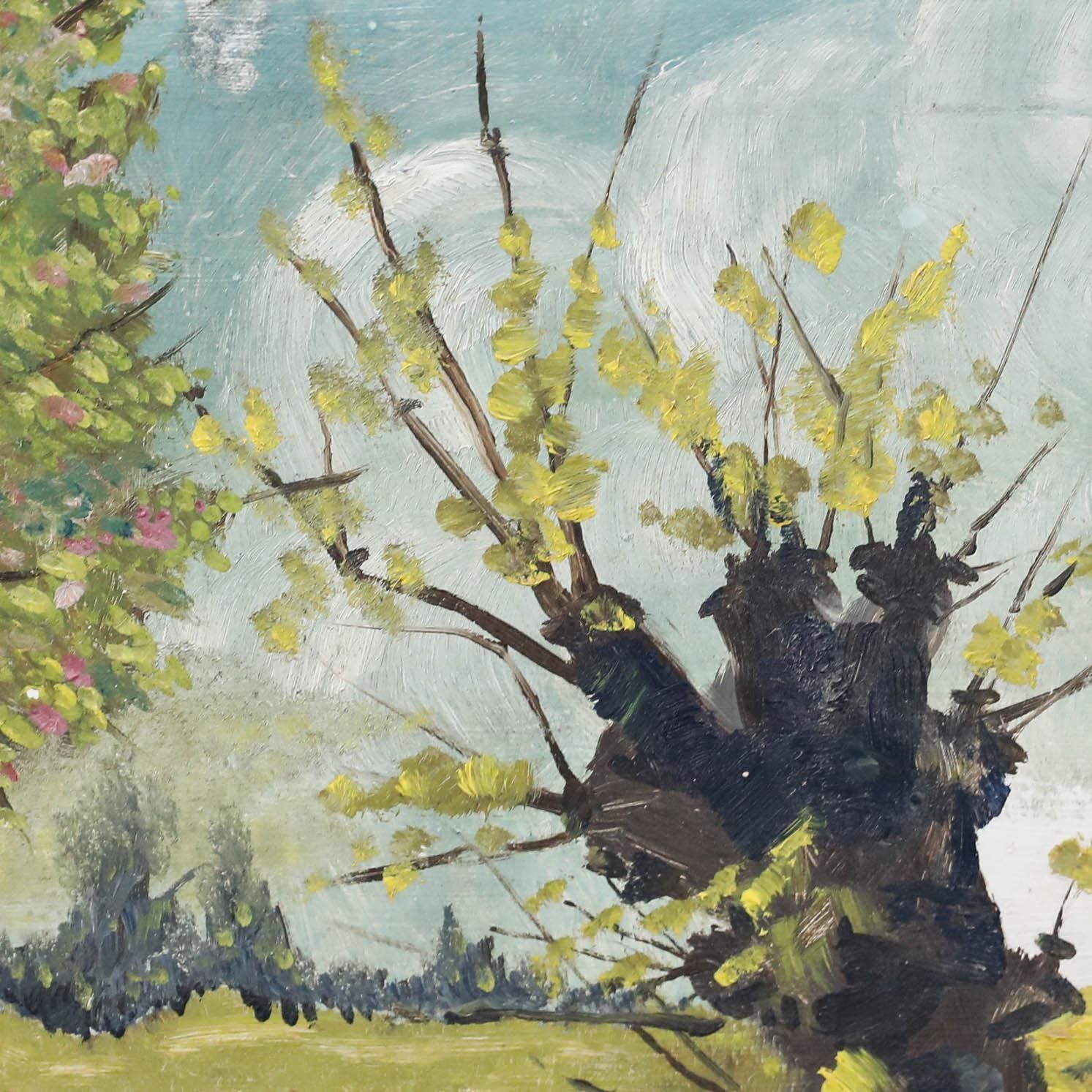 Angelo Hecq (1901 1991) 20th Century Oil, Summer Trees photo Art