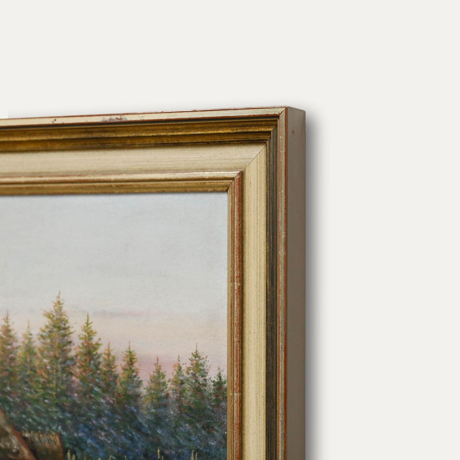 Framed Early 20th Century Oil Dashing Through The Snow photo vinterior