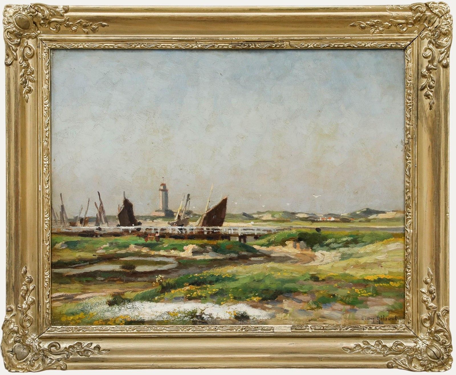 Victor Gilsoul (1867 1939) Early 20th Century Oil, Channel At Nieuport