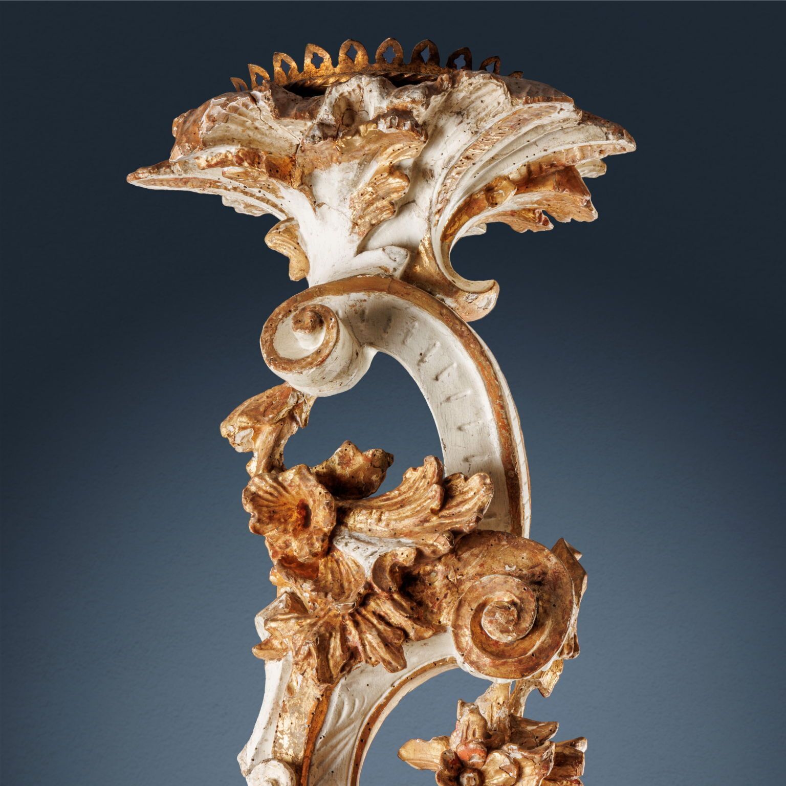Pair Of Baroque Style Candle Holders Wood Italy 1750 Ca. photo 6500.0