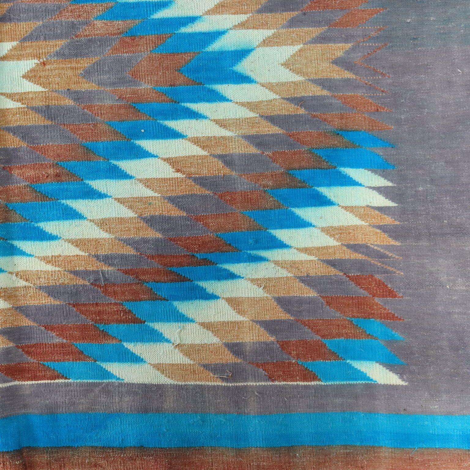 Antique Kilim Carpet Cotton Thin Knot Handmade 209 X 123 In photo 690.0