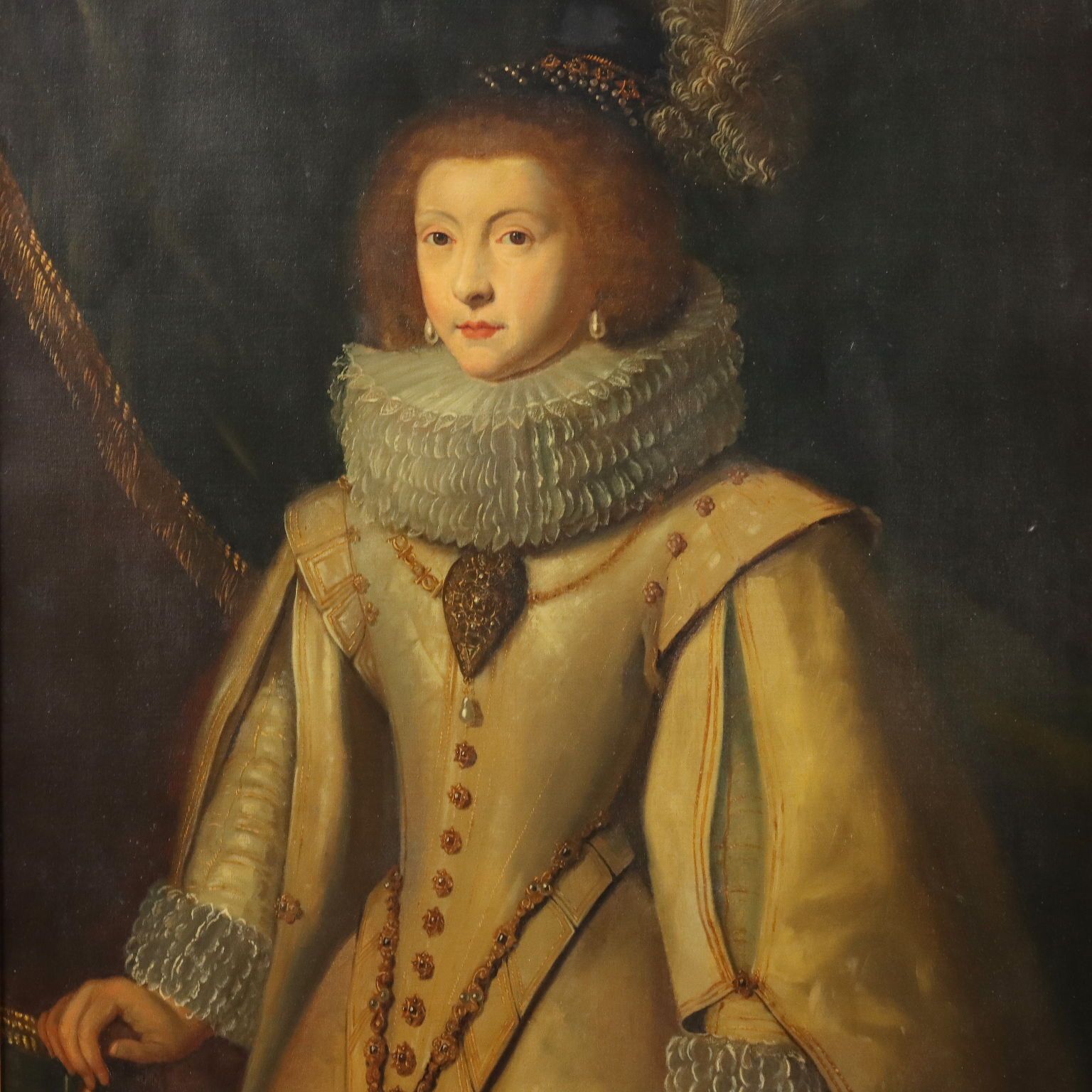 Antique Painting Portrait Of A Noblewoman Oil On Canvas XIX Century photo for sale