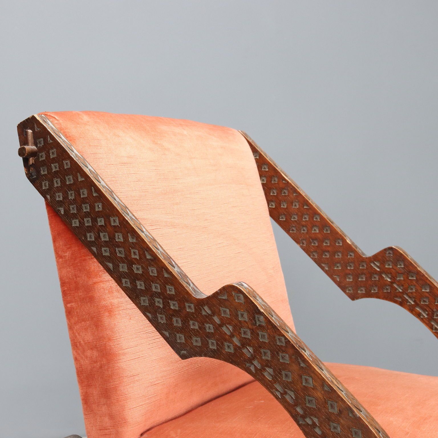 Vintage Armchair Wood Fabric Foam Design Italy 1960s photo for sale