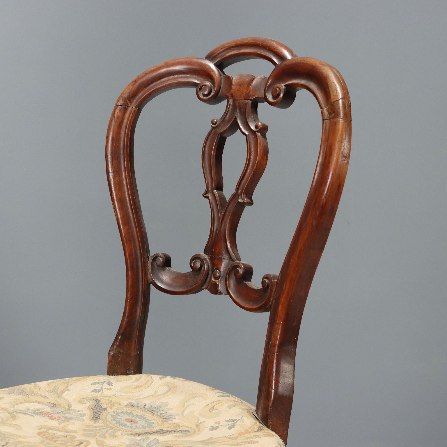 Chairs Louis Philippe Walnut Padded Seat Italy XIX Century photo for sale