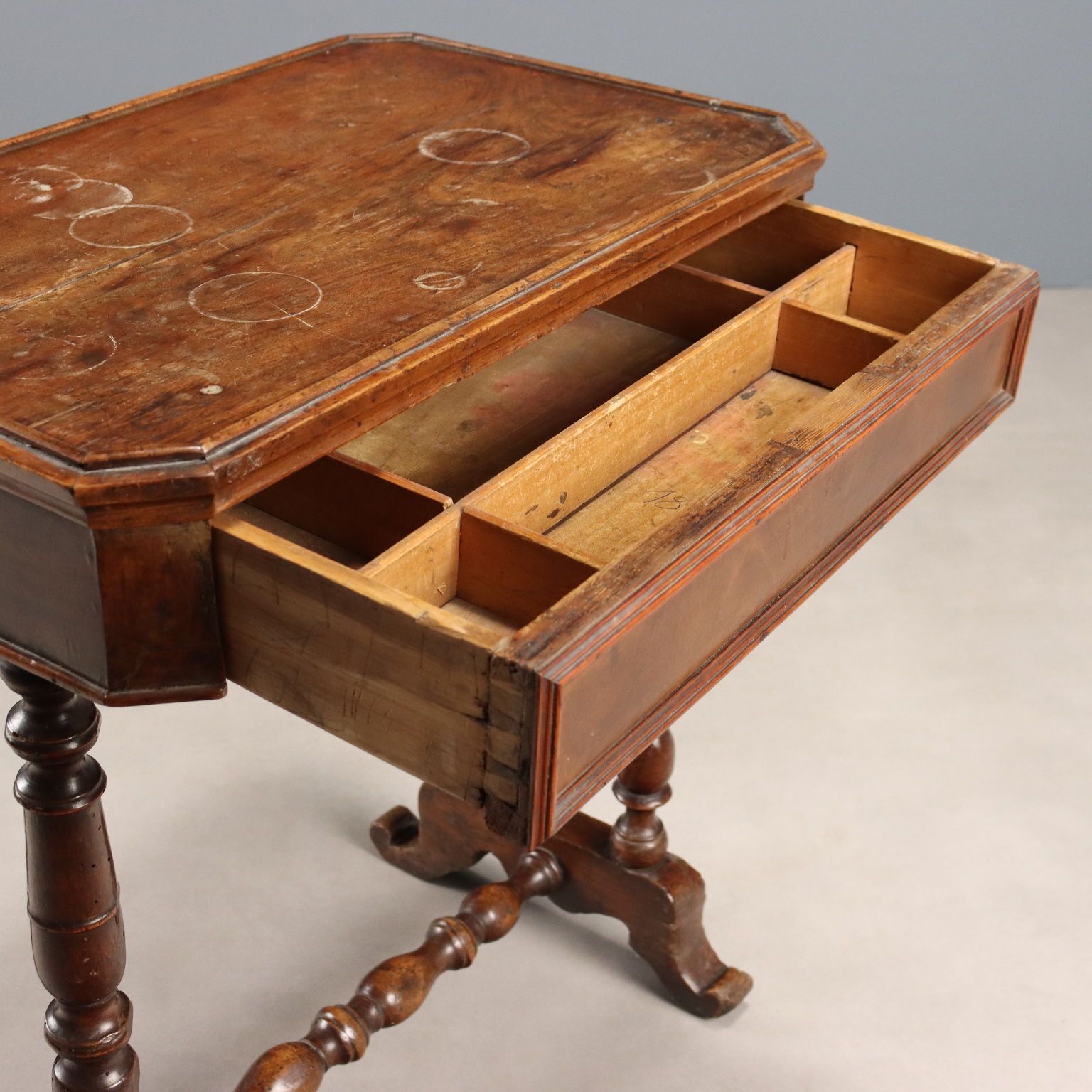 Antique Sewing Table Walnut With Drawer Italy Mid XIX Century photo Furniture