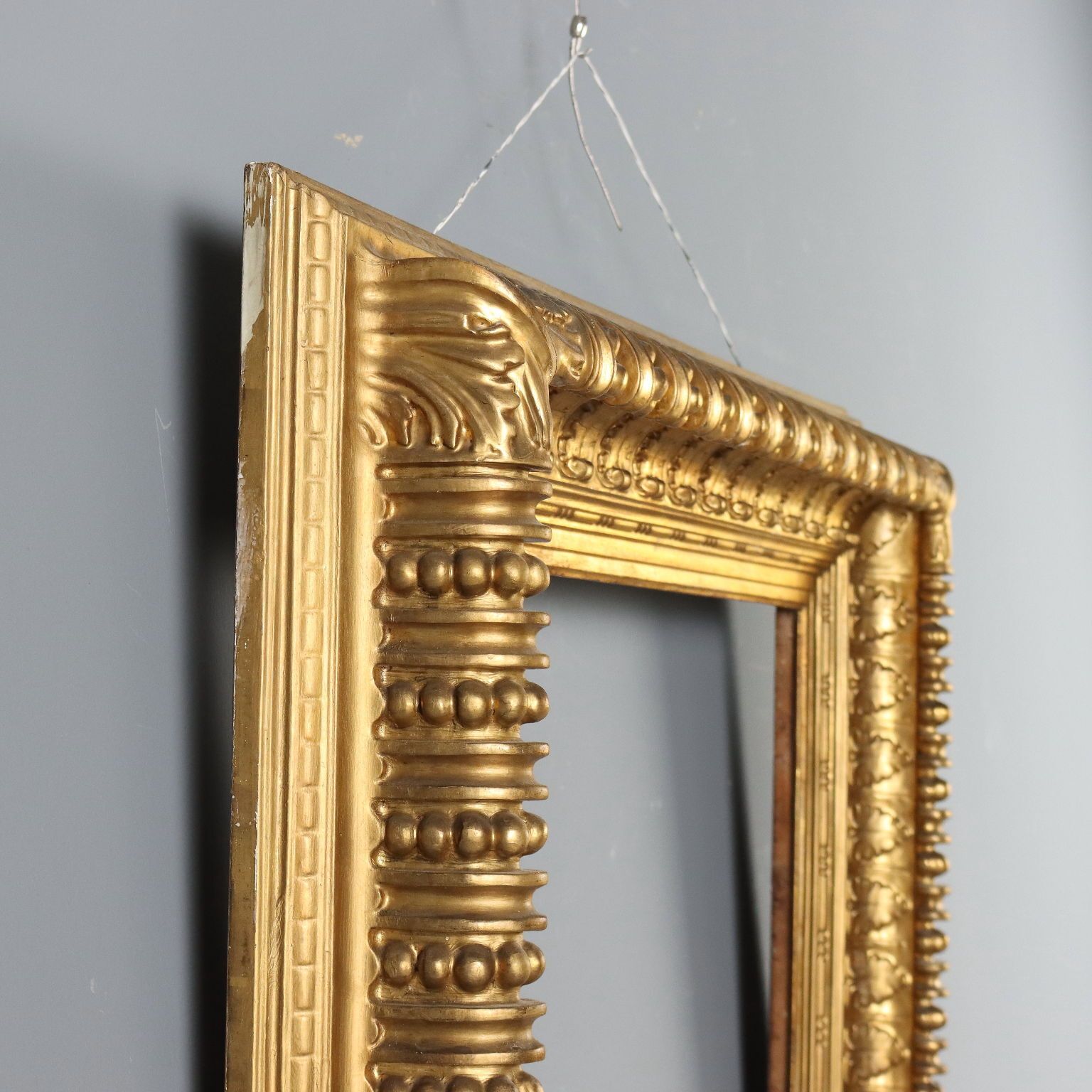 Antique Frame Carved Gilded Wood Italy XIX Century photo vintage