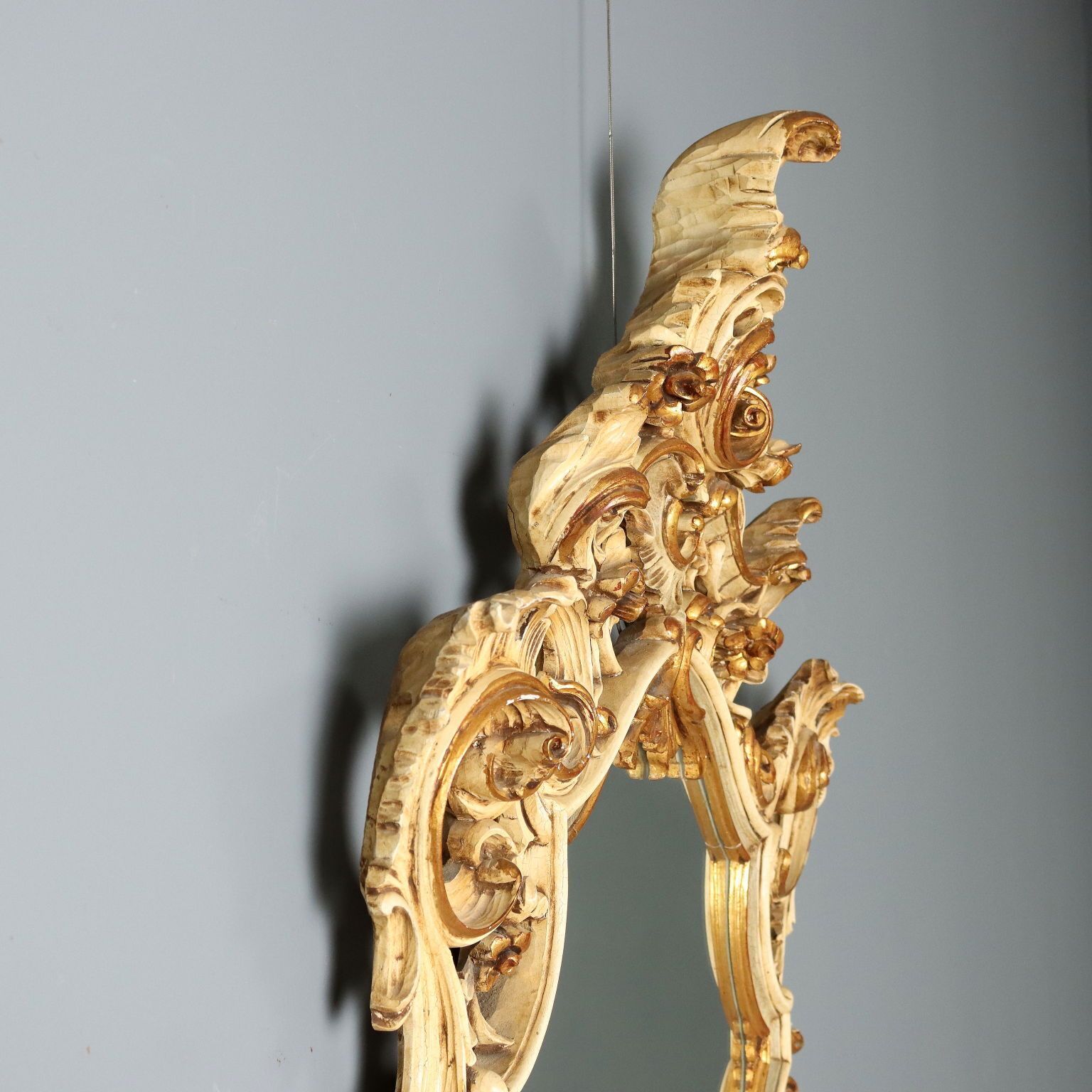 Antique Mirror Gilded Lacquered Wood Italy Early XX Century photo buy
