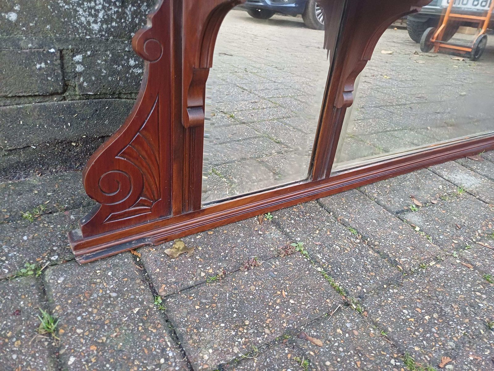 785.0 Massive Antique Victorian Over Mantel Mirror With Shelves Ornately Carved Frame, Bevelled Glass, Antique Statement Piece photo