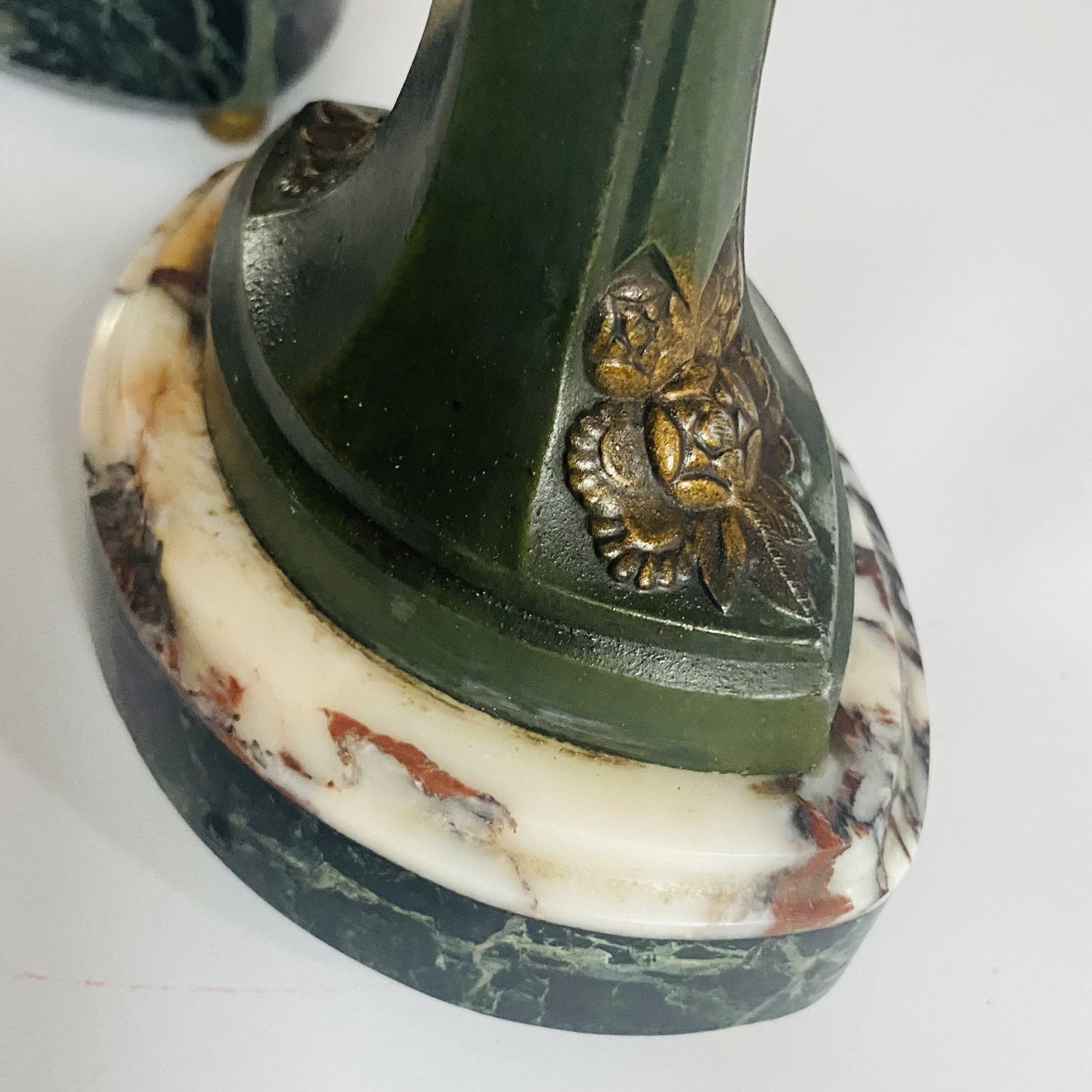 photo for sale Antique French Bronze & Sienna Marble Cassolettes: Egyptian Hieroglyphs Fireplace Urns