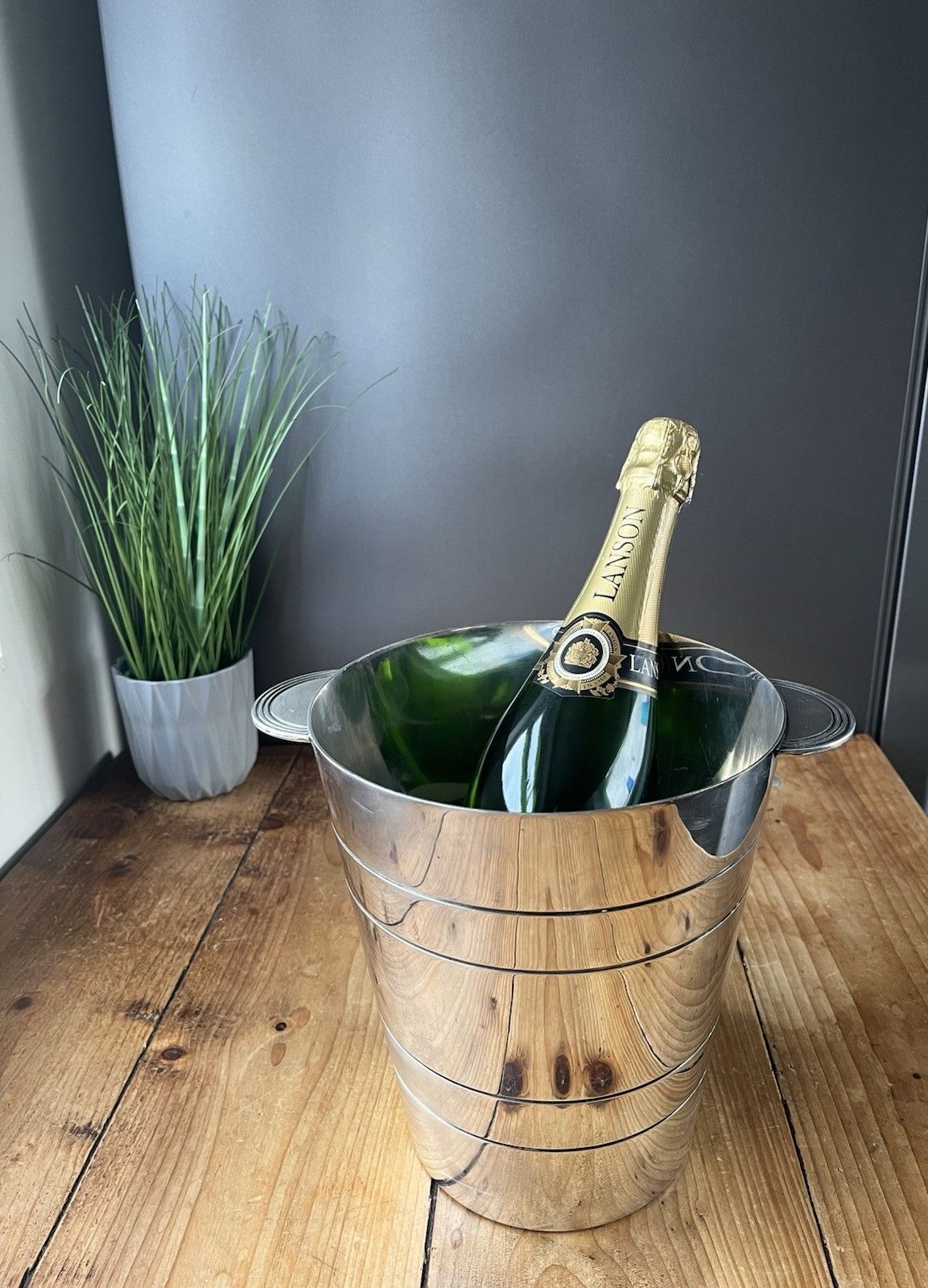 photo vintage Quality Elkington Silver Plated Art Deco Champagne Wine Bottle Ice Bucket Cooler