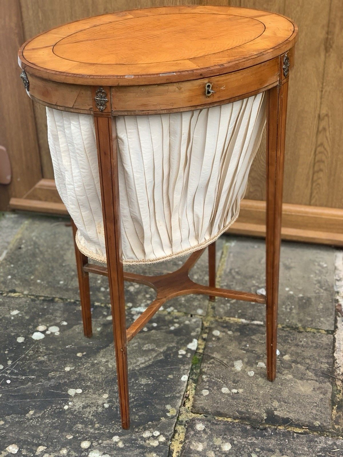 An 18th Century Satinwood And Cross Banded Ladies Sewing Table.