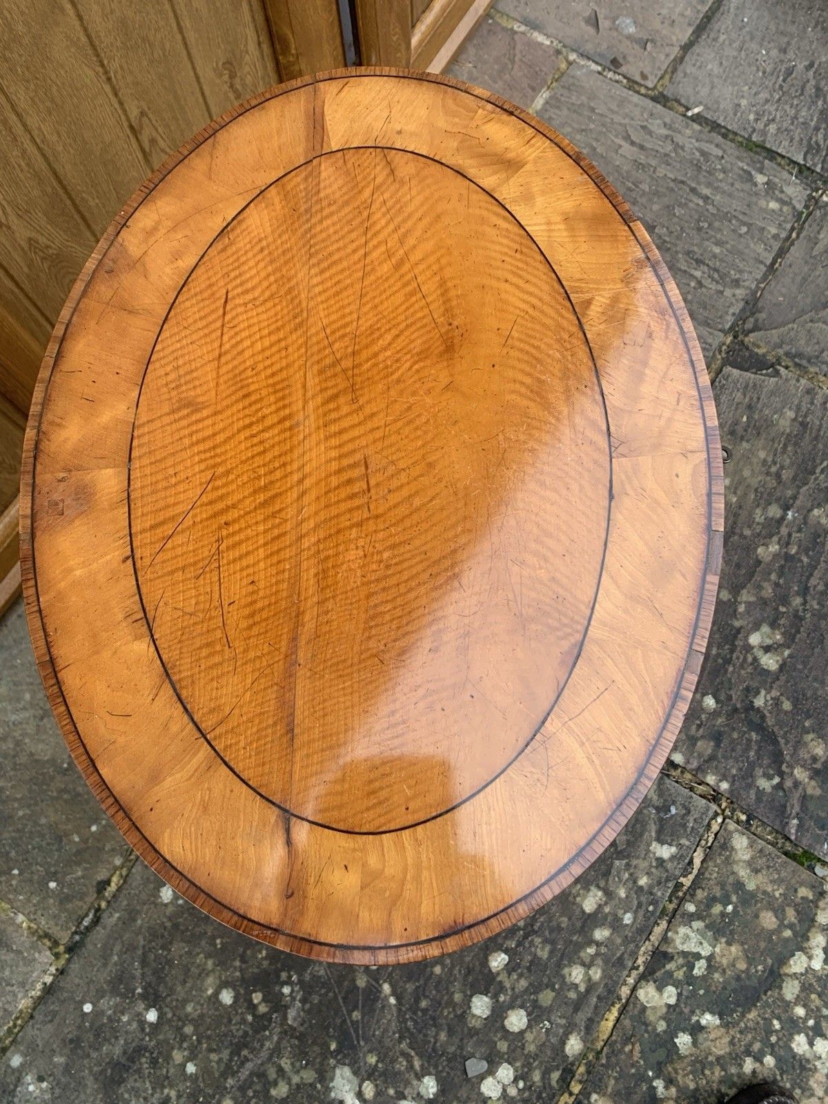 An 18th Century Satinwood And Cross Banded Ladies Sewing Table. photo furniture