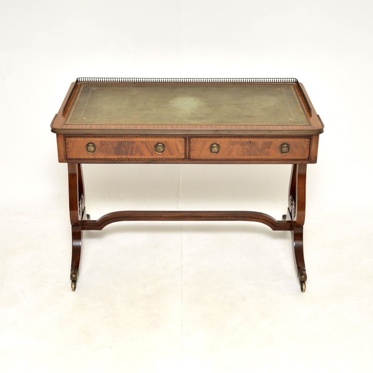 Antique Regency Style Mahogany Leather Top Desk / Writing Table photo furniture