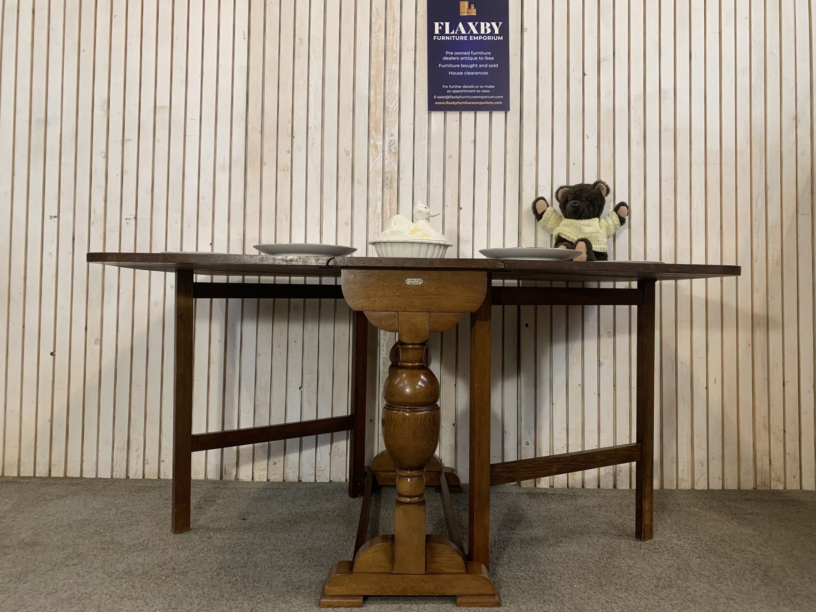 Vintage Drop Leaf Dining Table J. Heap & Co Solid Wood Extendable photo furniture