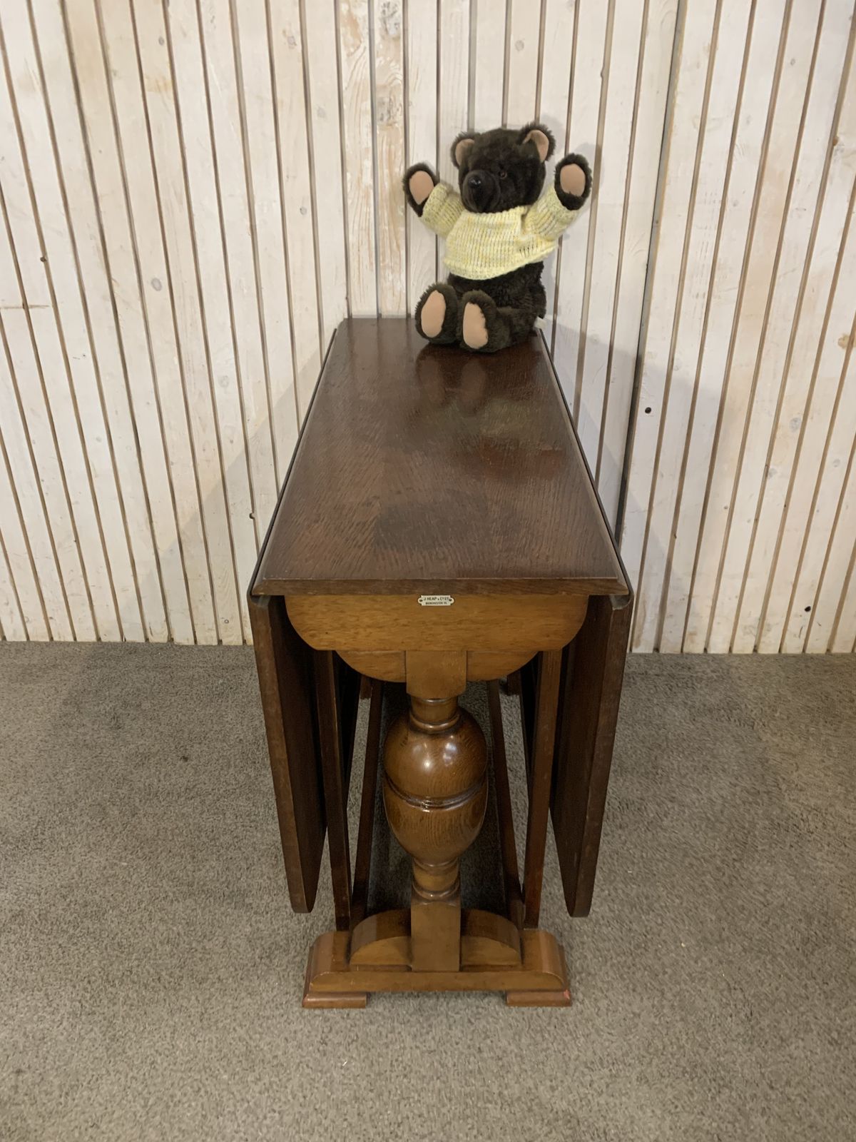 photo for sale Vintage Drop Leaf Dining Table J. Heap & Co Solid Wood Extendable