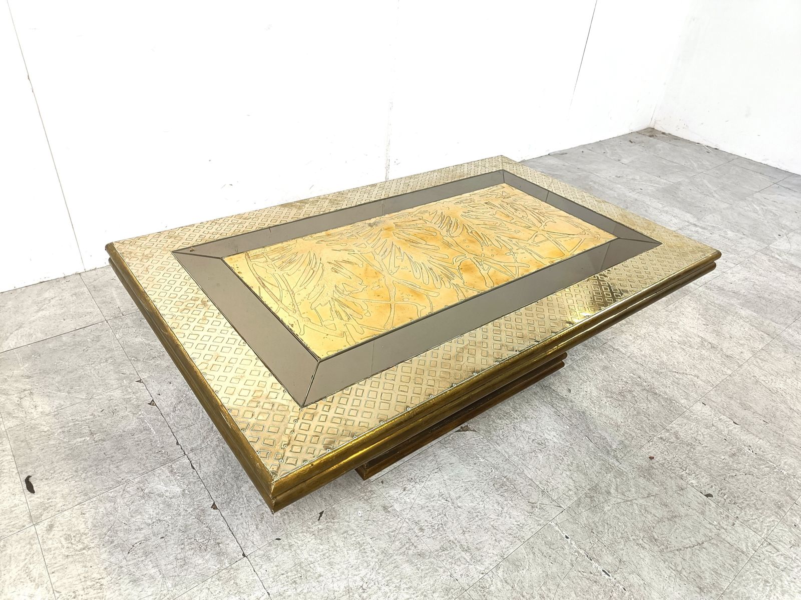 photo buy Vintage Brass Coffee Table By Rodolfo Dubarry, 1970s