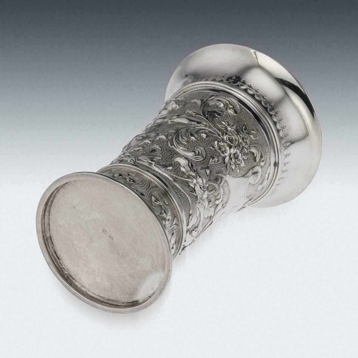19th Century German Solid Silver Wine Goblet, Hanau, C.1890 photo 895.0