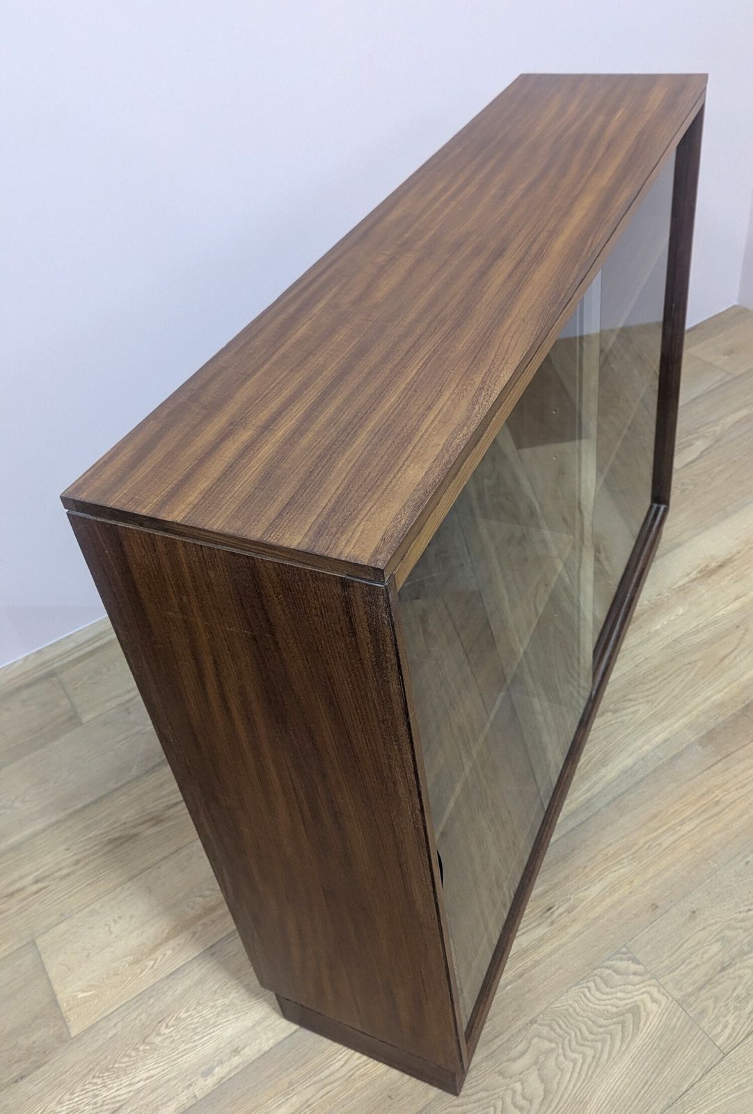 Large Vintage 1960s British Teak Glazed Bookcase photo vinterior