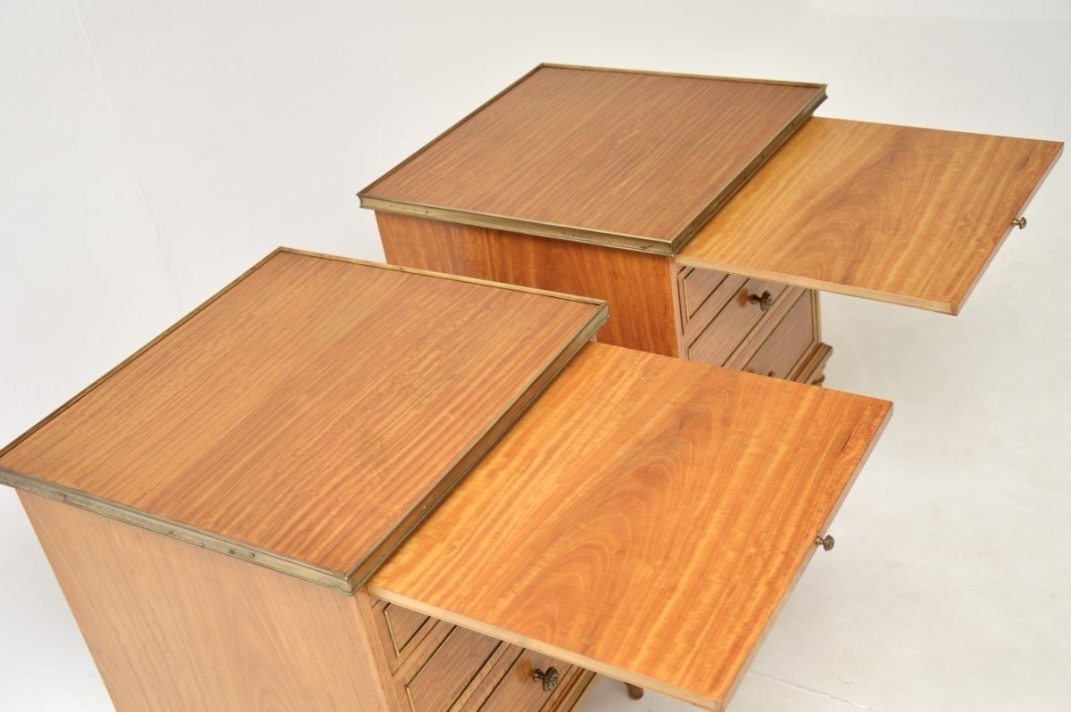 Furniture Pair Of Antique Satin Wood Bedside Chests photo