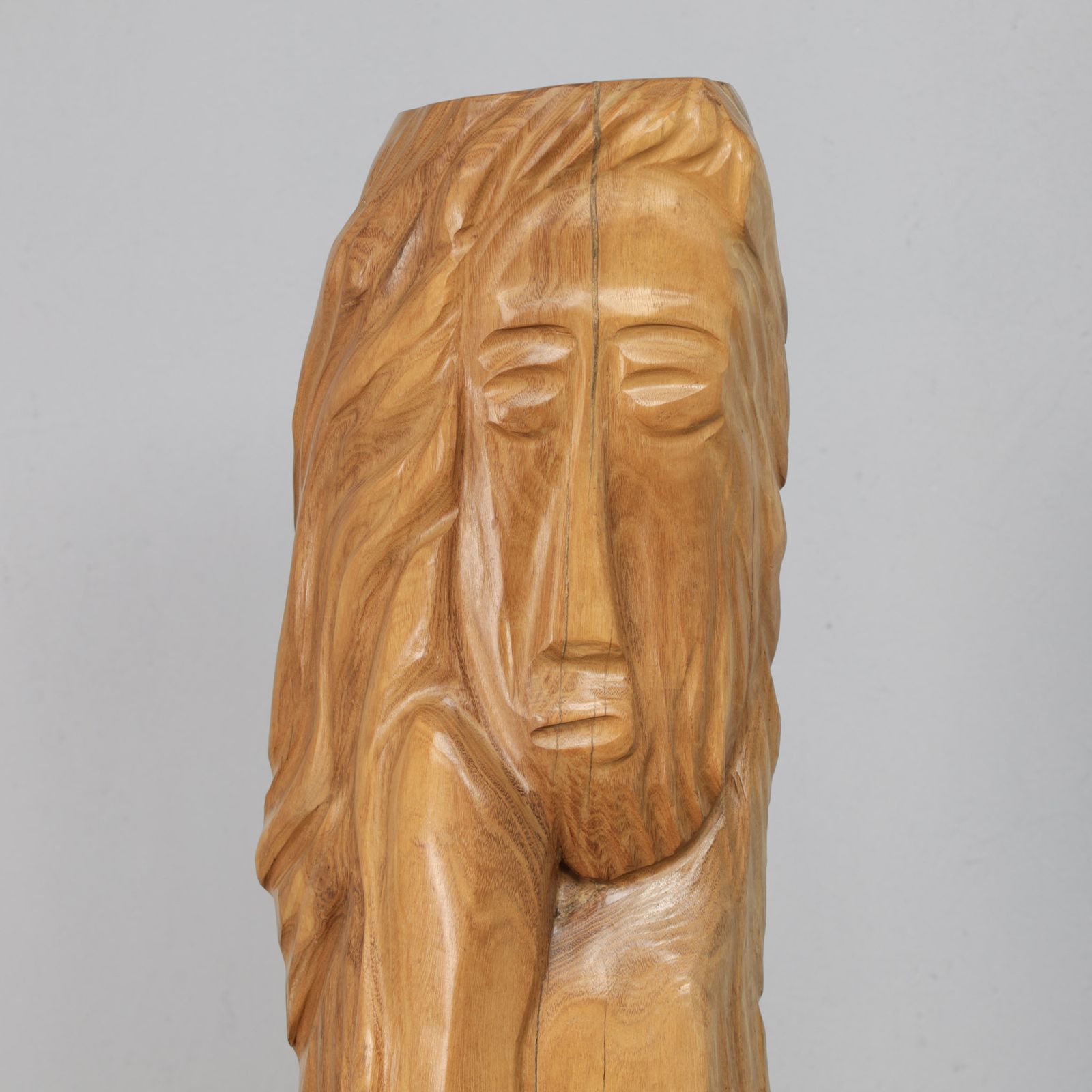 Monumental Hand Carved Oak Sculpture, Belgium, 1970s photo for sale