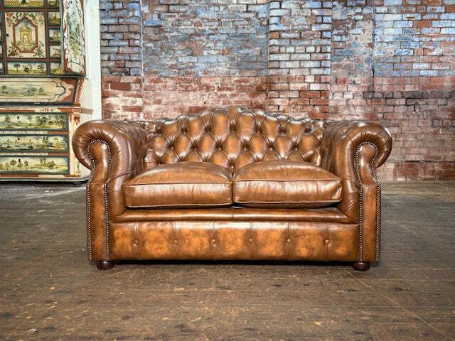 Oxford 2 Seater Sofa In Hand Rubbed Tan Leather. Ex Photoshoot