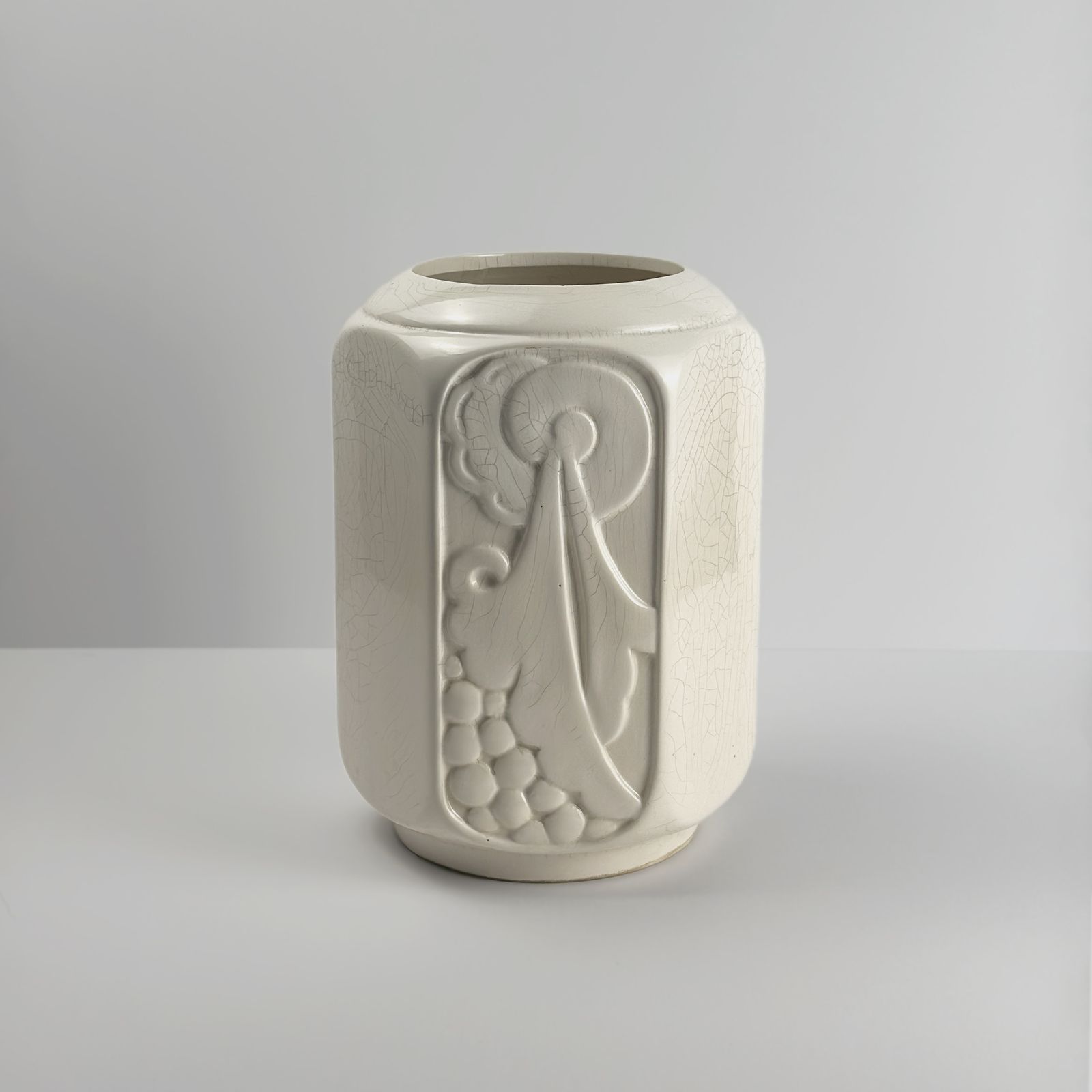 photo for sale Art Deco French Craquelé Ceramic Vase, Orchies, 1930s