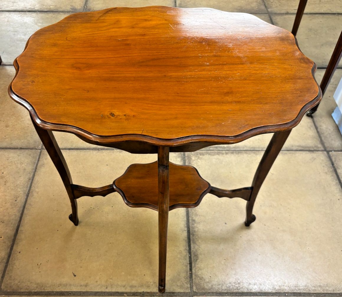 Edwardian Mahogany Two Tier Occasional/ Side Table With Scalloped Edge photo furniture