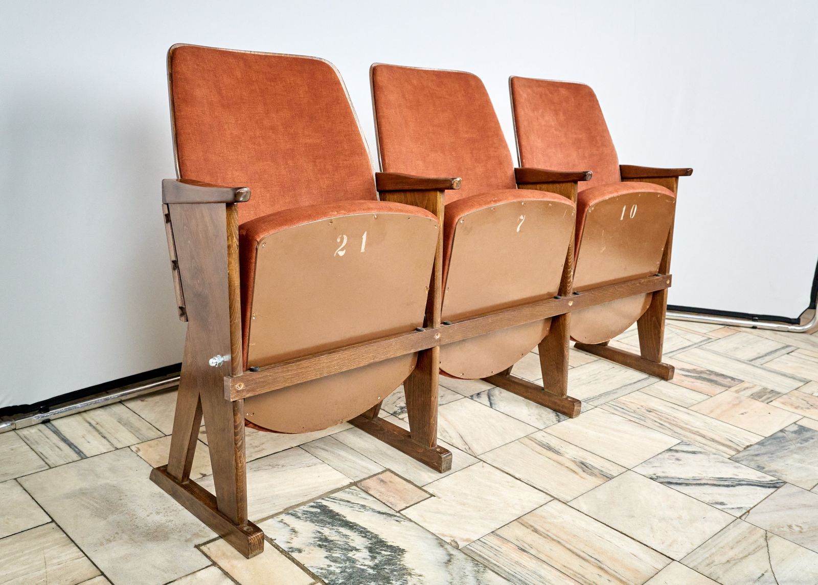 Vintage Triple Seat Cinema Chair, 1960s, Czechoslovakia photo Furniture