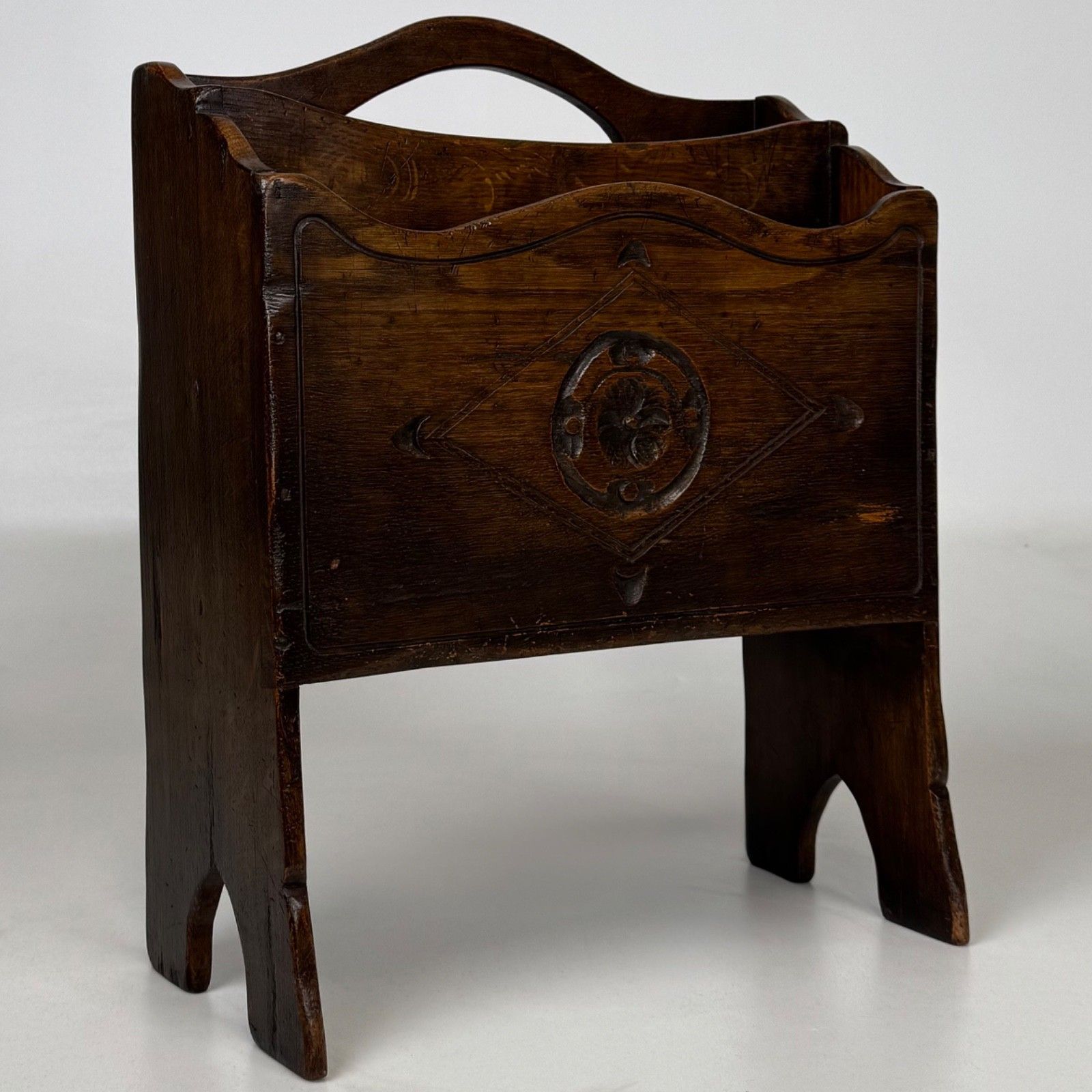 Antique 20th Century Good Quality Magazine Rack In Oak photo vintage