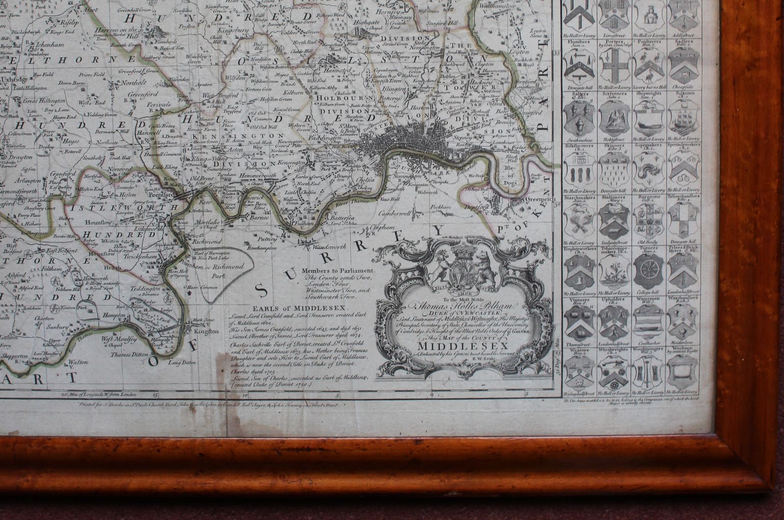 Map Of The County Of Middlesex By Richard William Seale  ~ 1760  photo Art