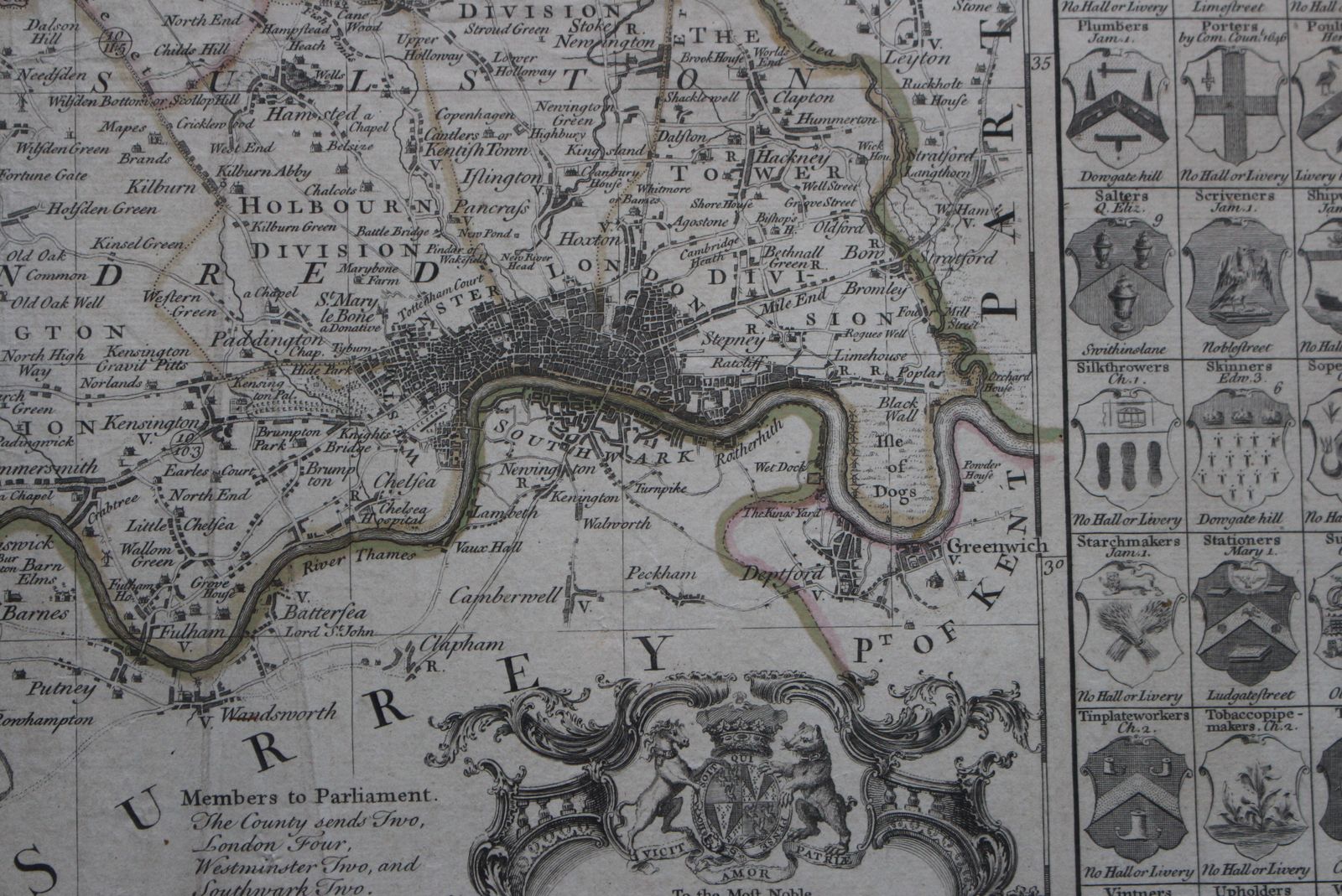 Map Of The County Of Middlesex By Richard William Seale  ~ 1760  photo vinterior