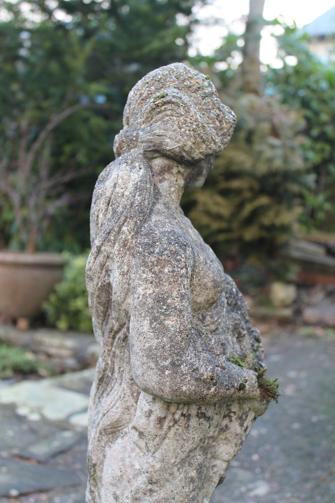 Garden Statue Of Flower Maiden. Reconstituted Stone photo buy