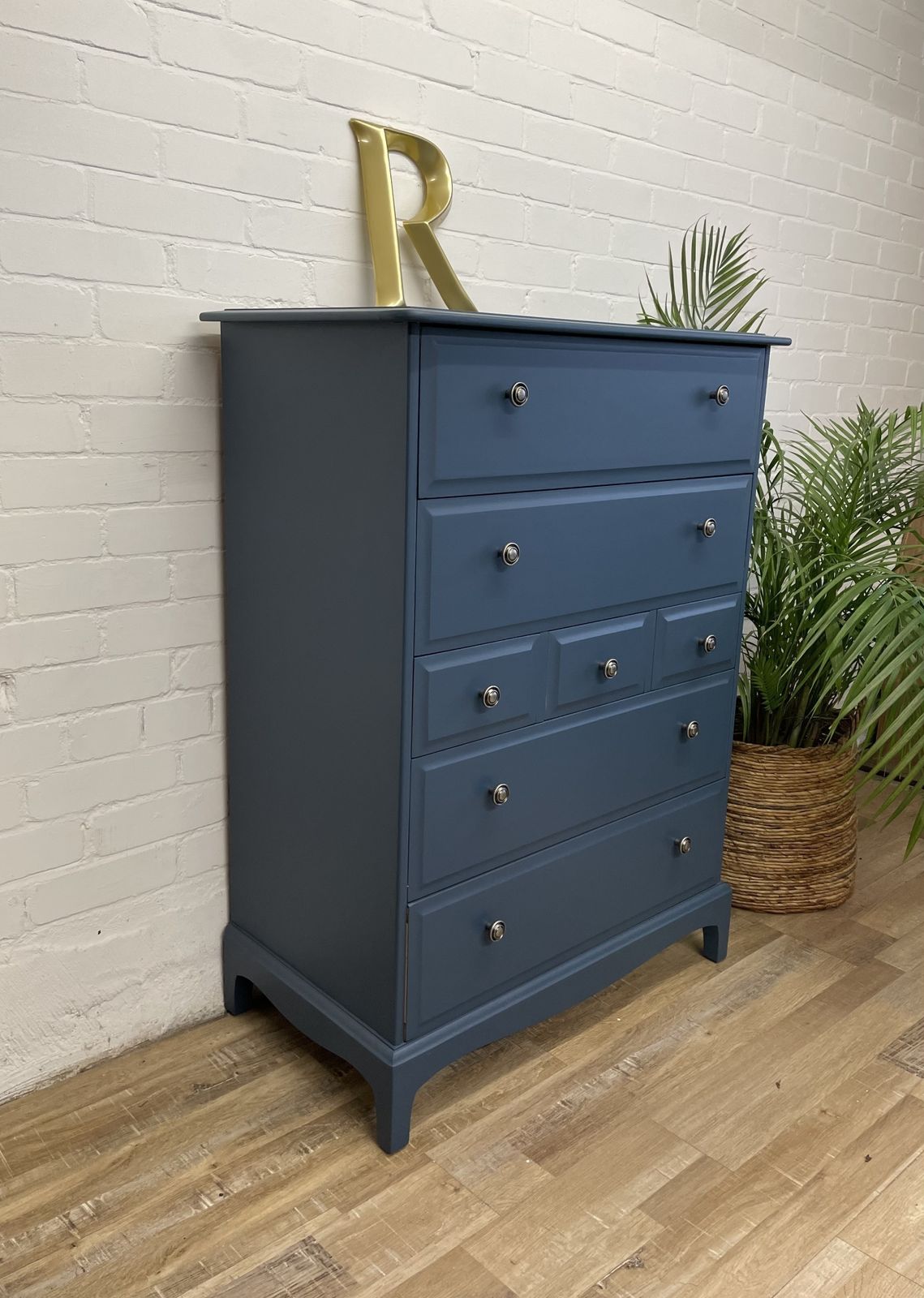 photo furniture Stag Minstrel Tallboy Painted Stiffkey Blue