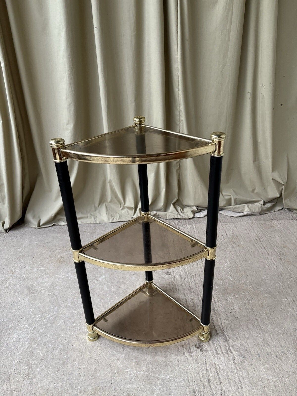 Vtg Mid Century Corner Shelf Shelving Unit Console Hollywood Regency Style R1041 photo 166.75
