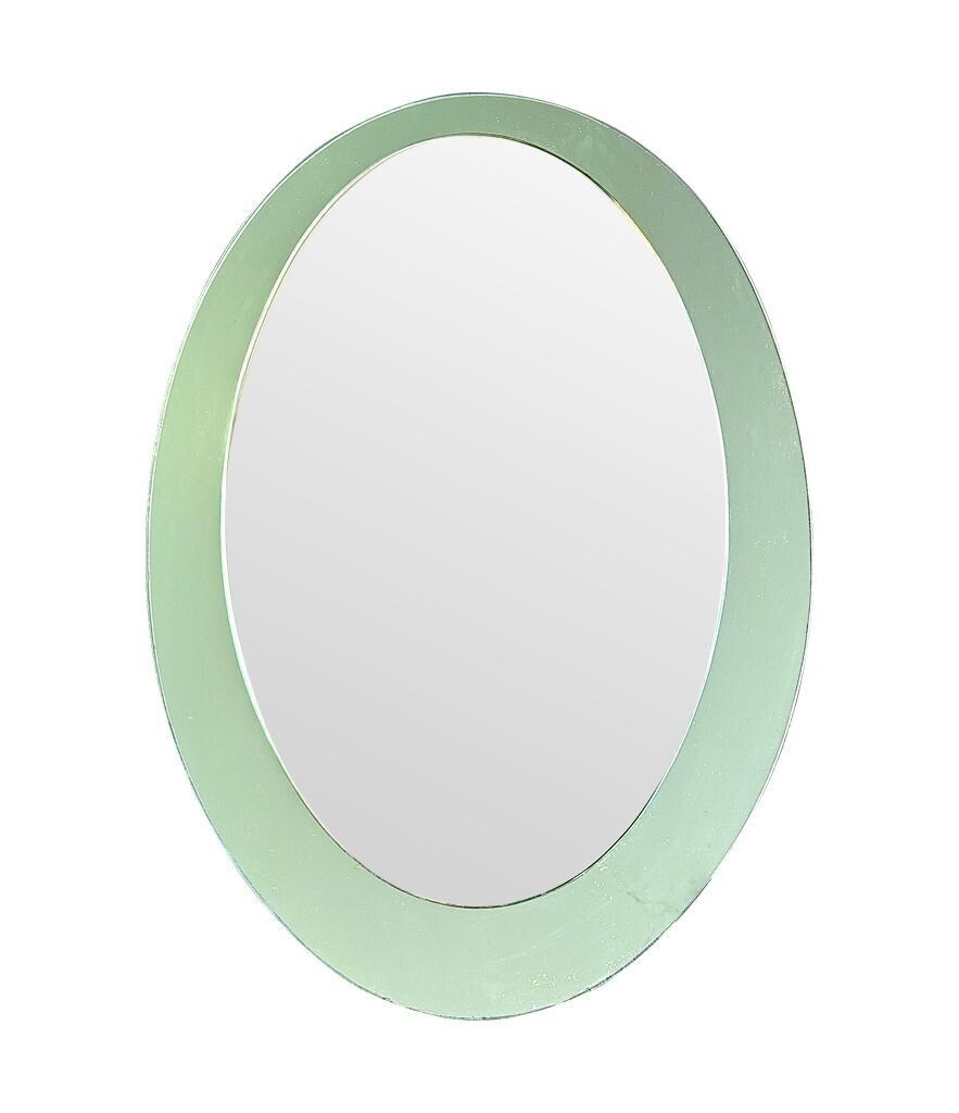 Copy   An Italian 1960s Crystal Arte Oval Mirror With Pastel Mint Green Mirrored Frame photo buy